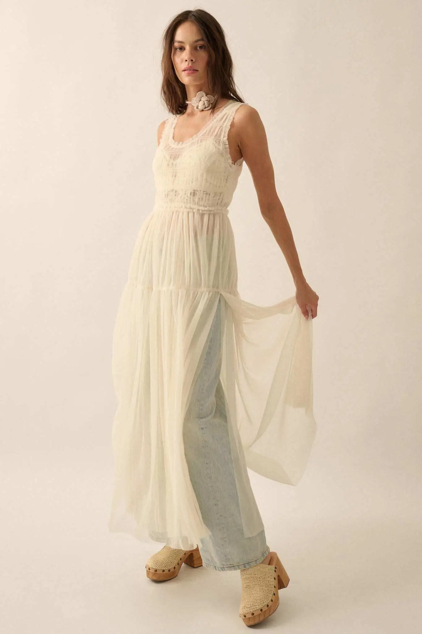 Tulle Time Sheer Smocked Tulle Maxi Dress - Image 7