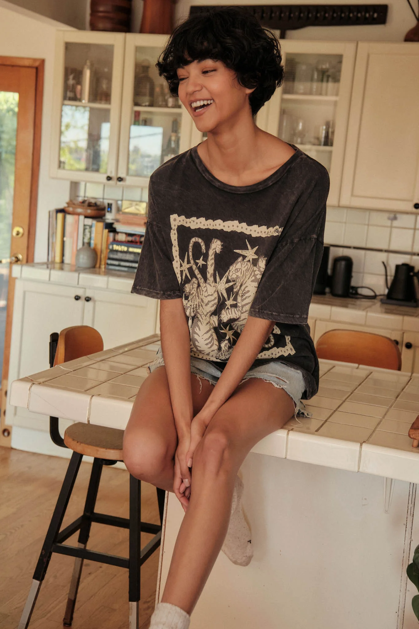 Twin Tigers Vintage-Wash Oversize Graphic Tee - Image 2