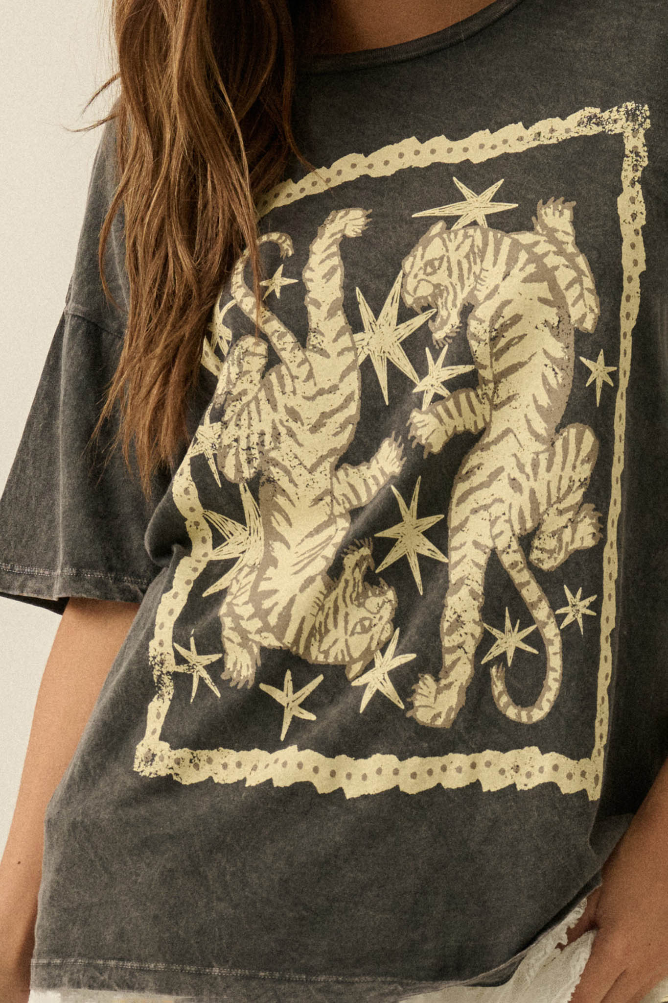 Twin Tigers Vintage-Wash Oversize Graphic Tee - Image 4