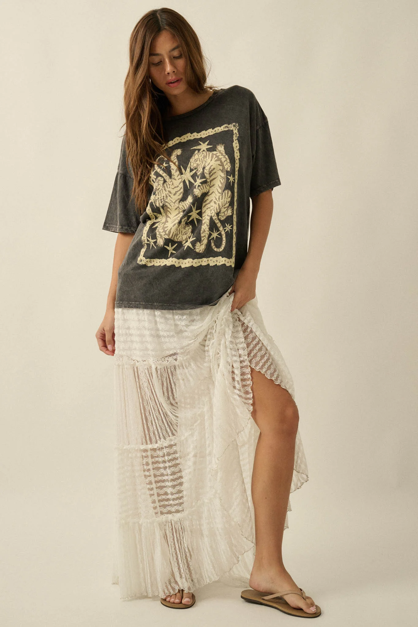 Twin Tigers Vintage-Wash Oversize Graphic Tee - Image 5