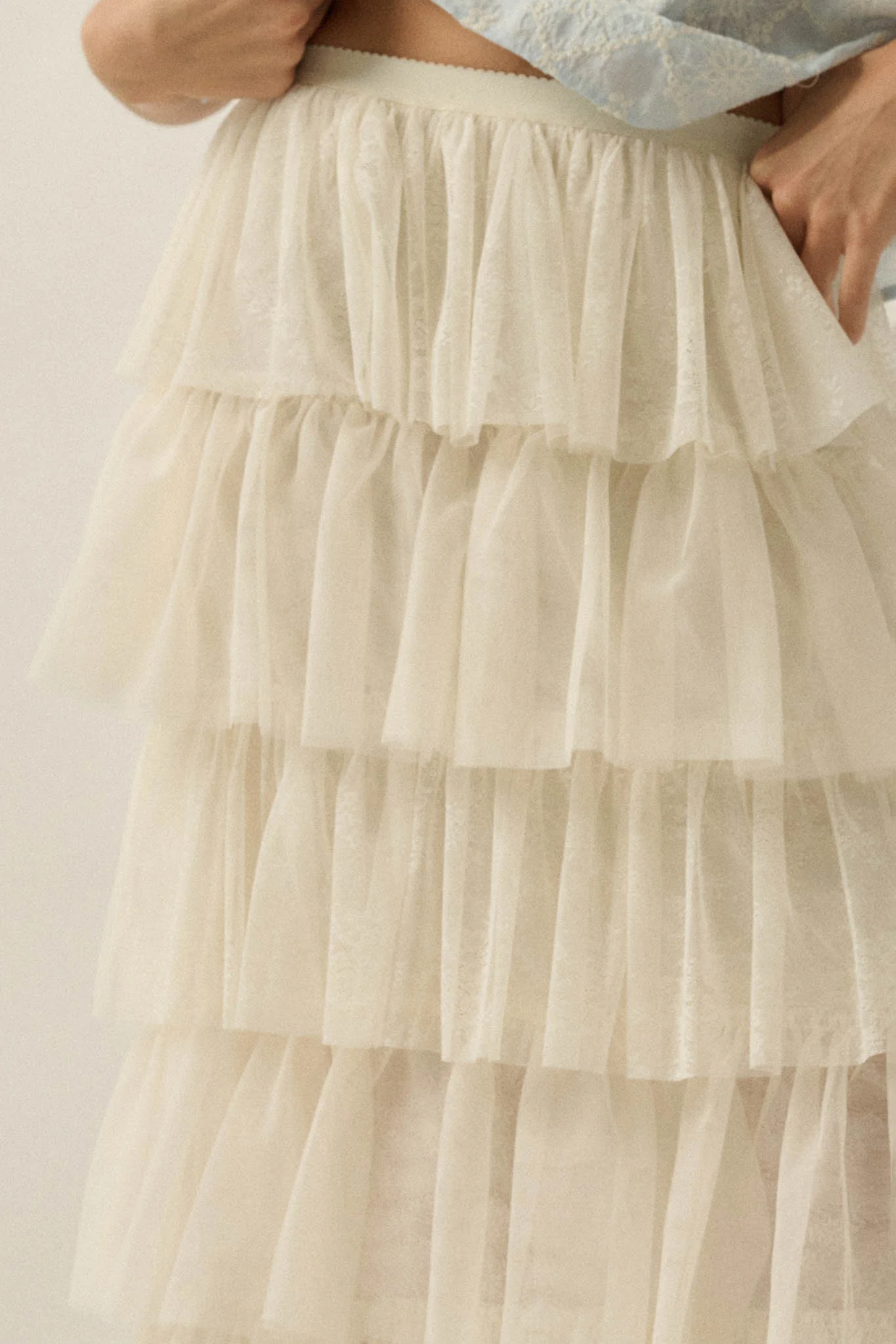 Twirl Power Floral Lace and Tulle Ruffle Maxi Skirt - Image 5