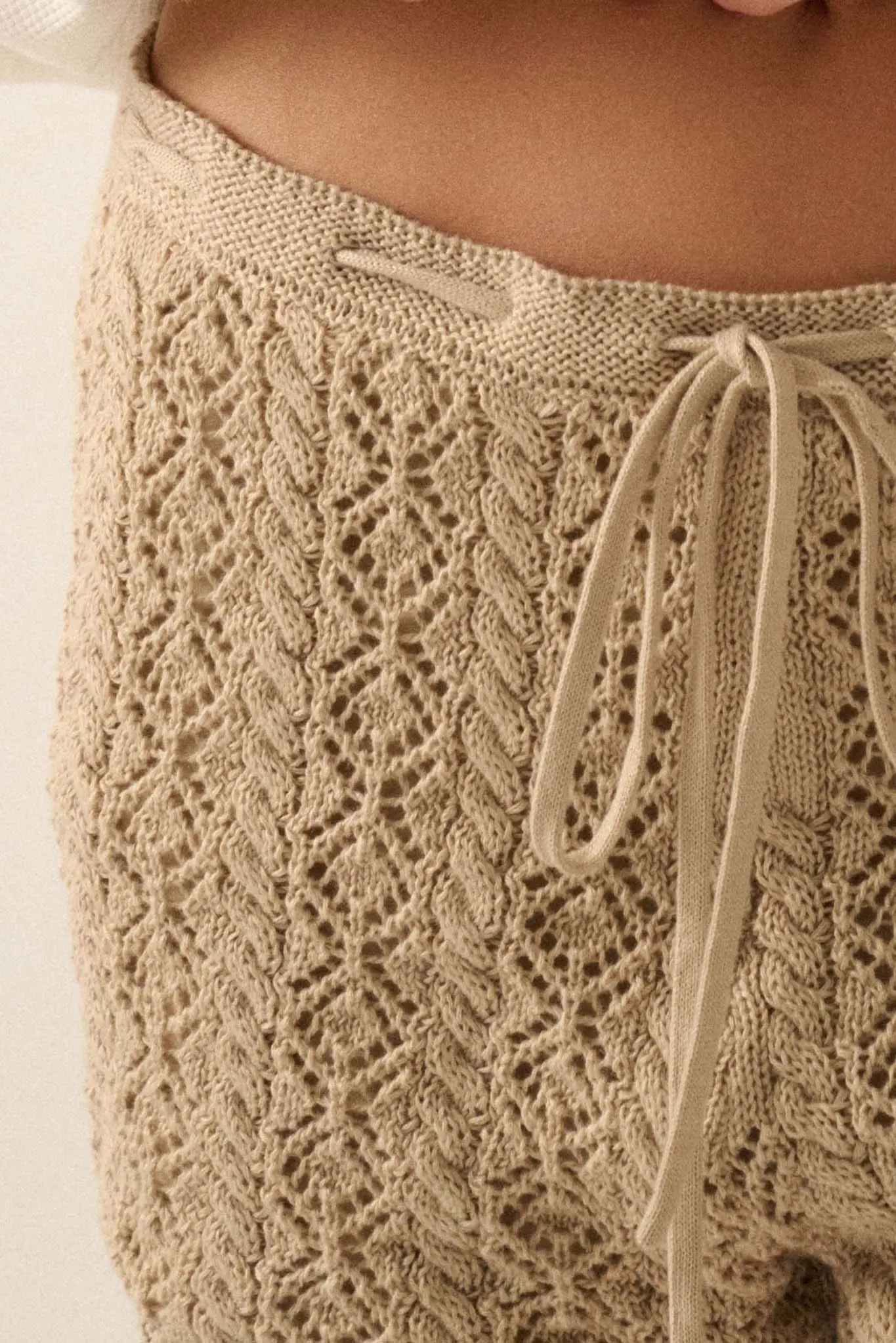 Twist and Shout Crochet Knit Drawstring Shorts - Image 5