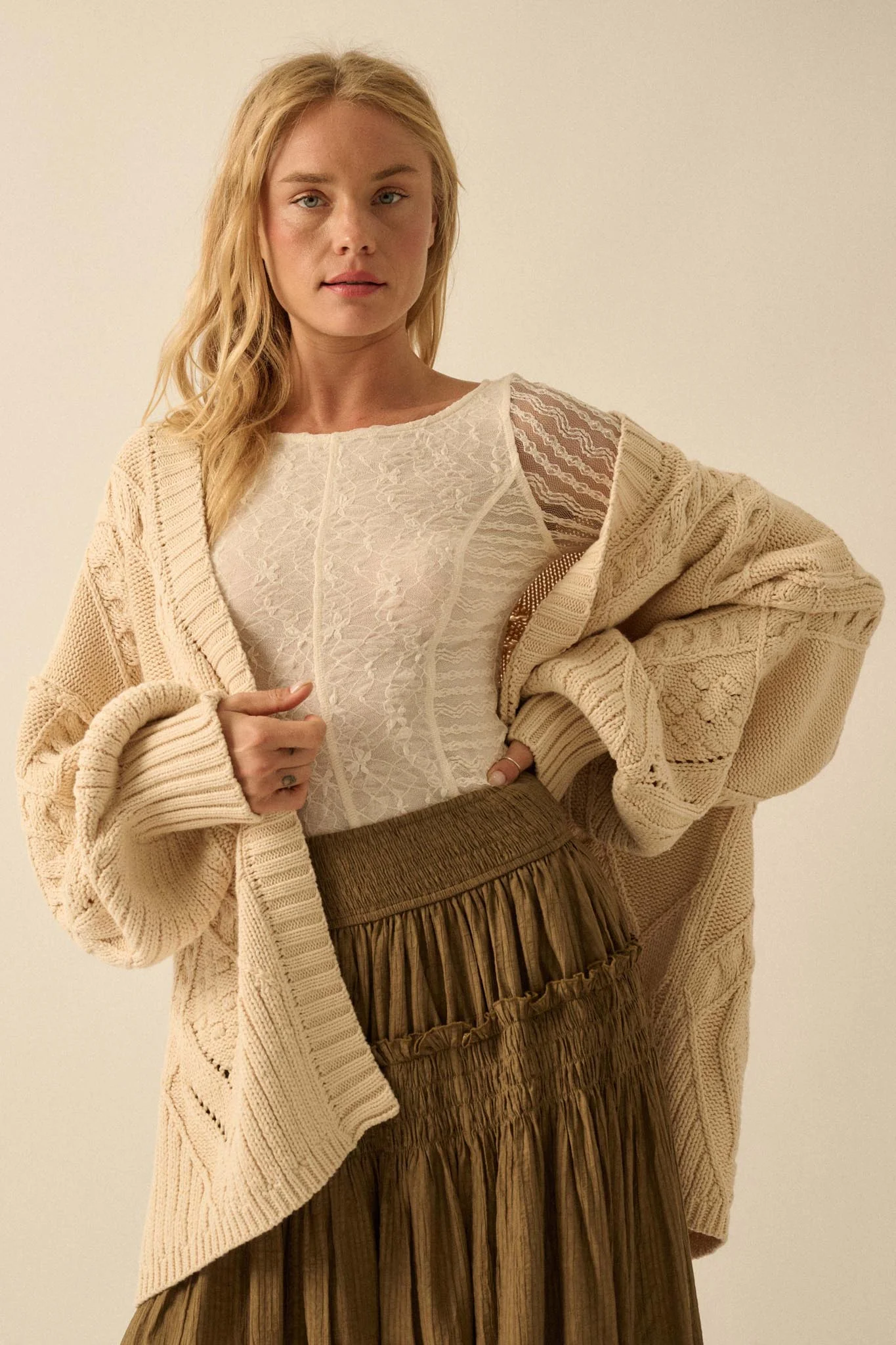 Twist Me Around Cable Knit Oversize Cardigan - Image 11