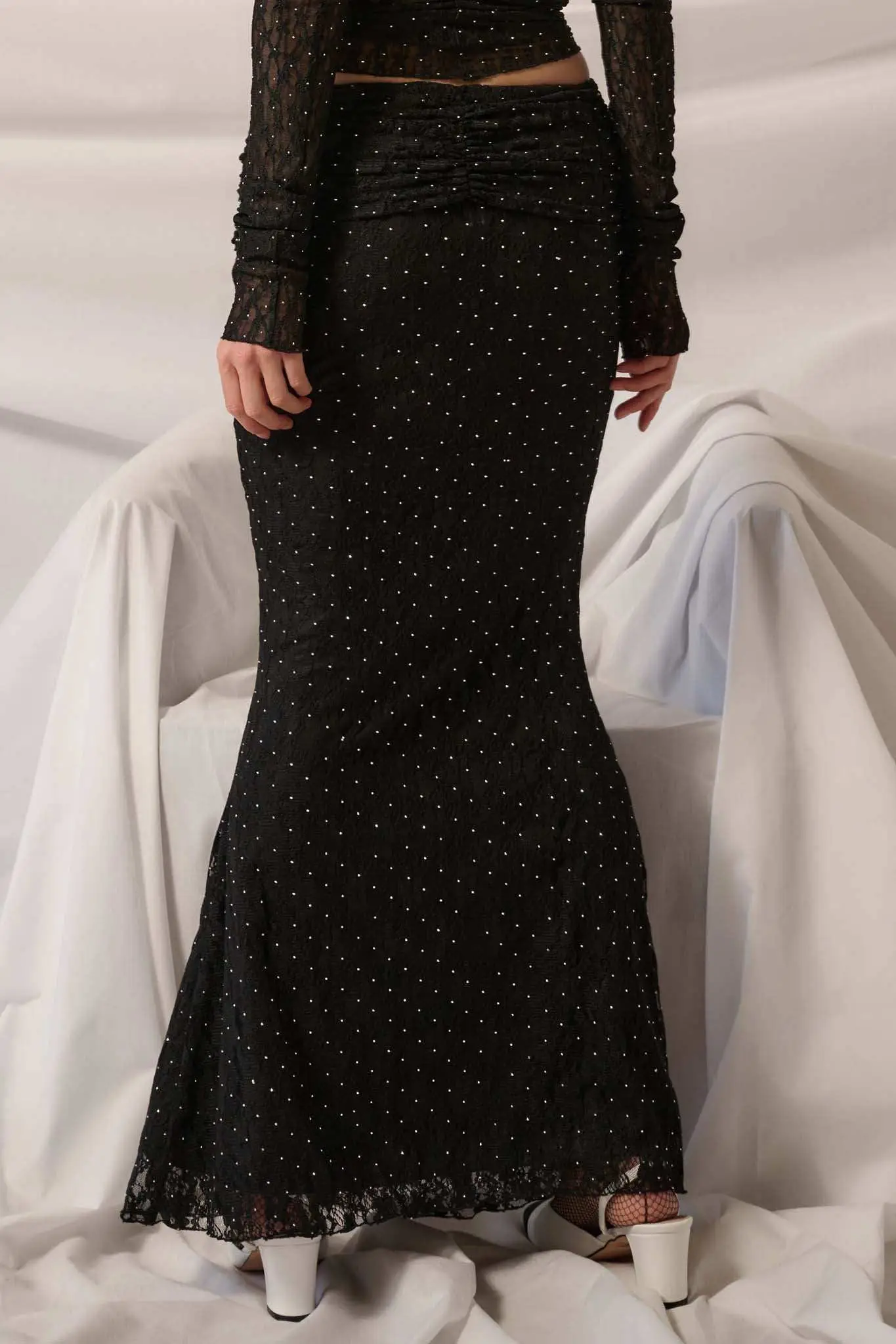 Under the Stars Studded Lace Mermaid Maxi Skirt - Image 6