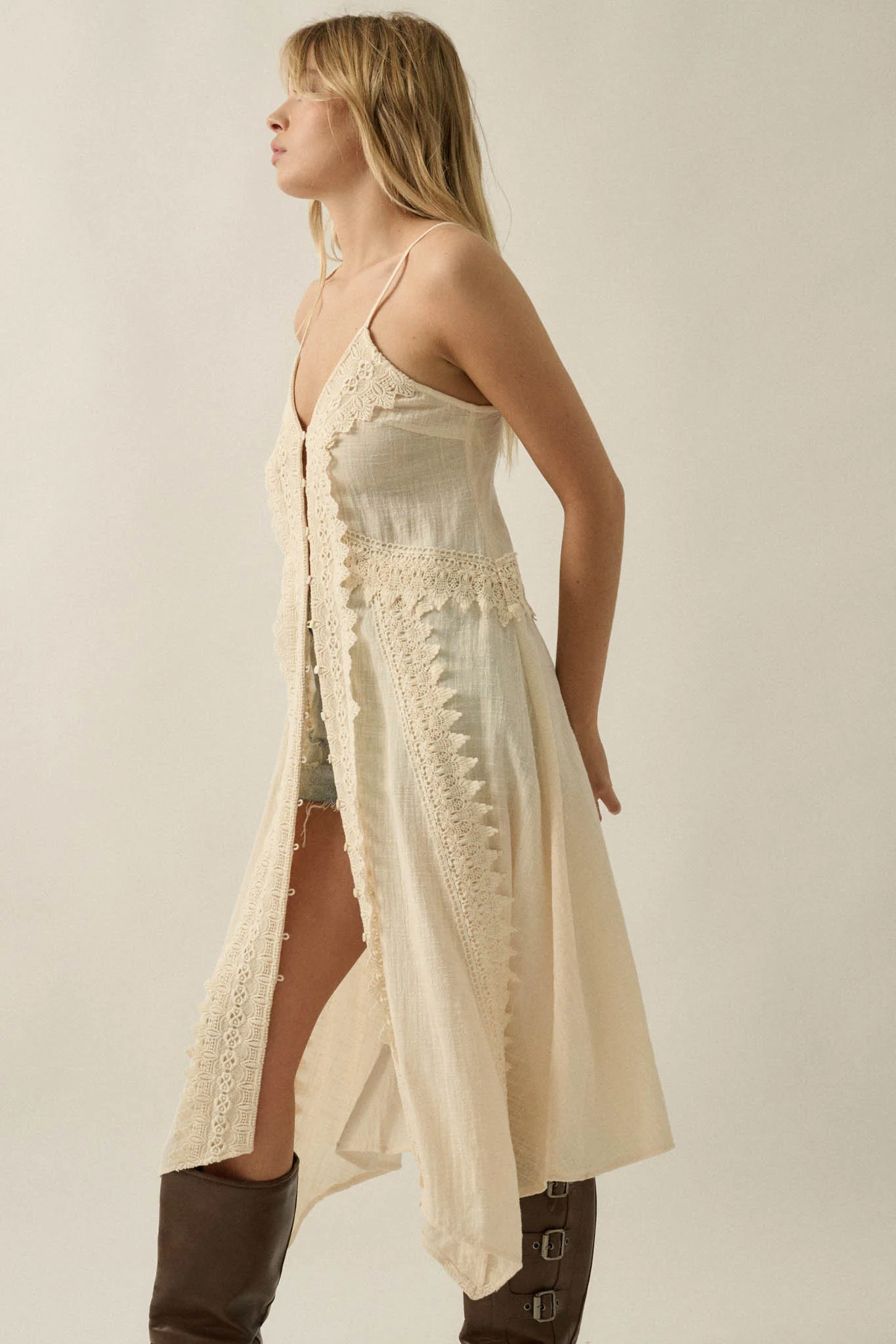 Up in the Air Cotton Gauze and Lace Maxi Top - Image 8