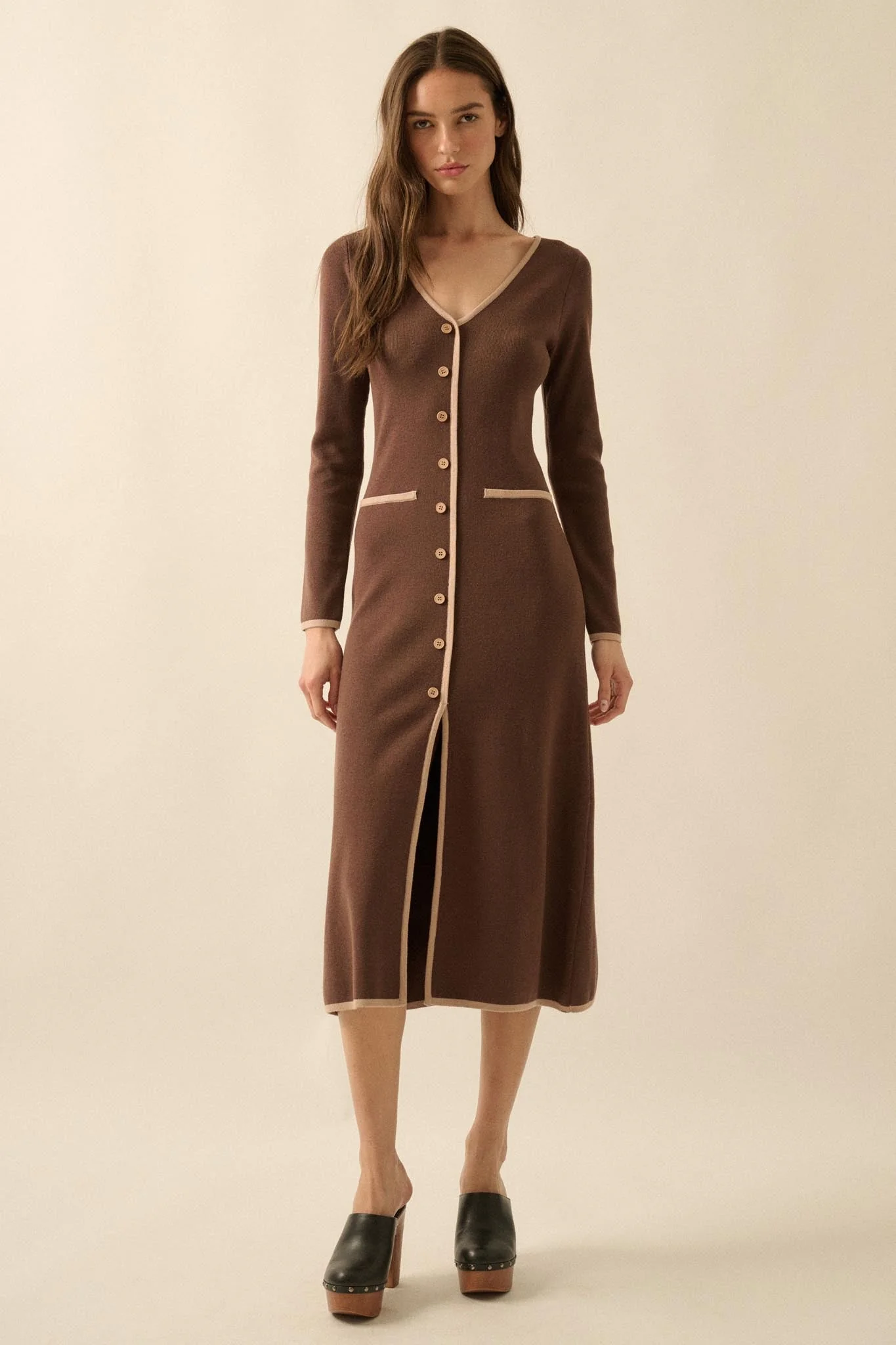 Uptown Girl Button-Detail Rib-Knit Midi Dress - Image 10