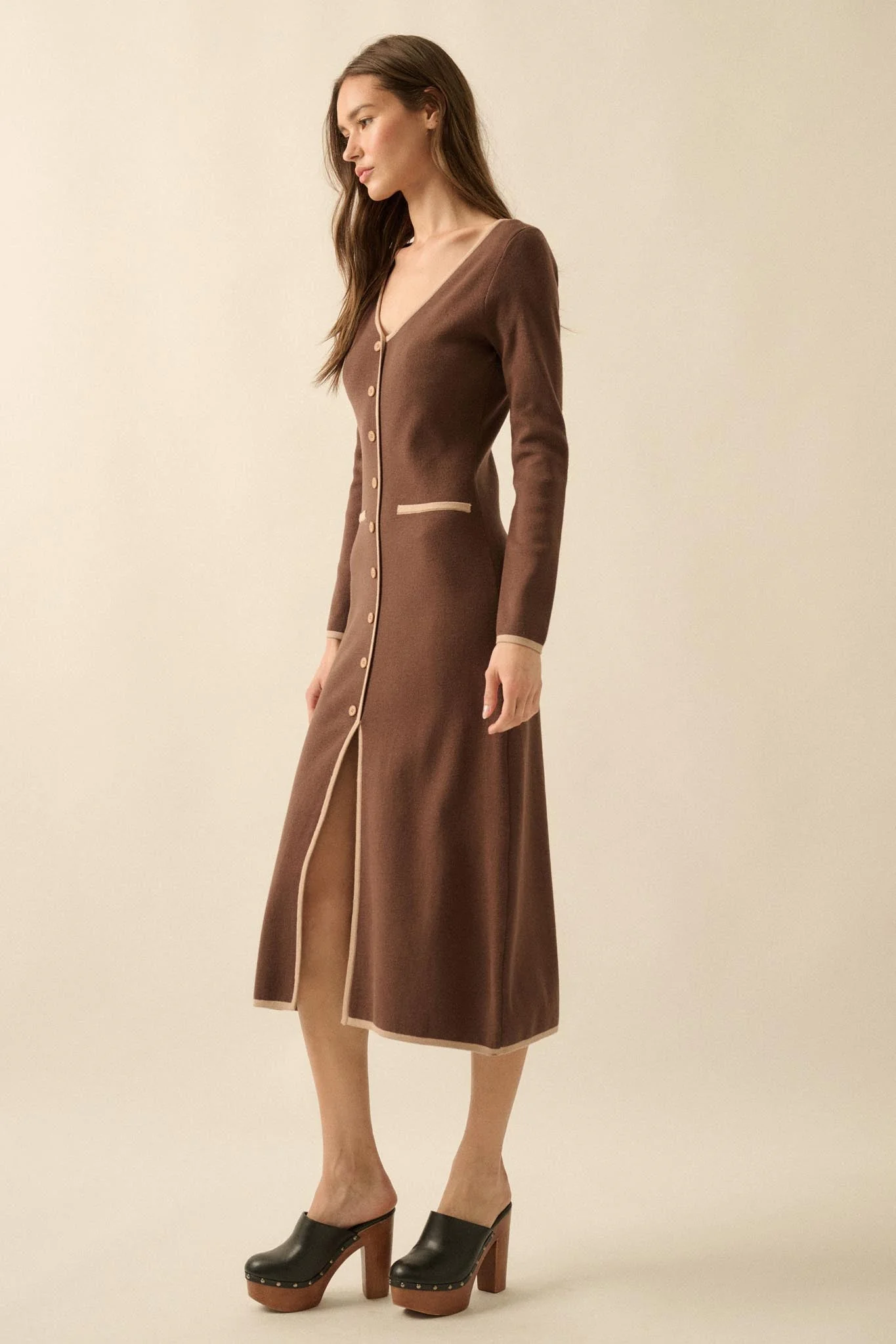 Uptown Girl Button-Detail Rib-Knit Midi Dress - Image 11