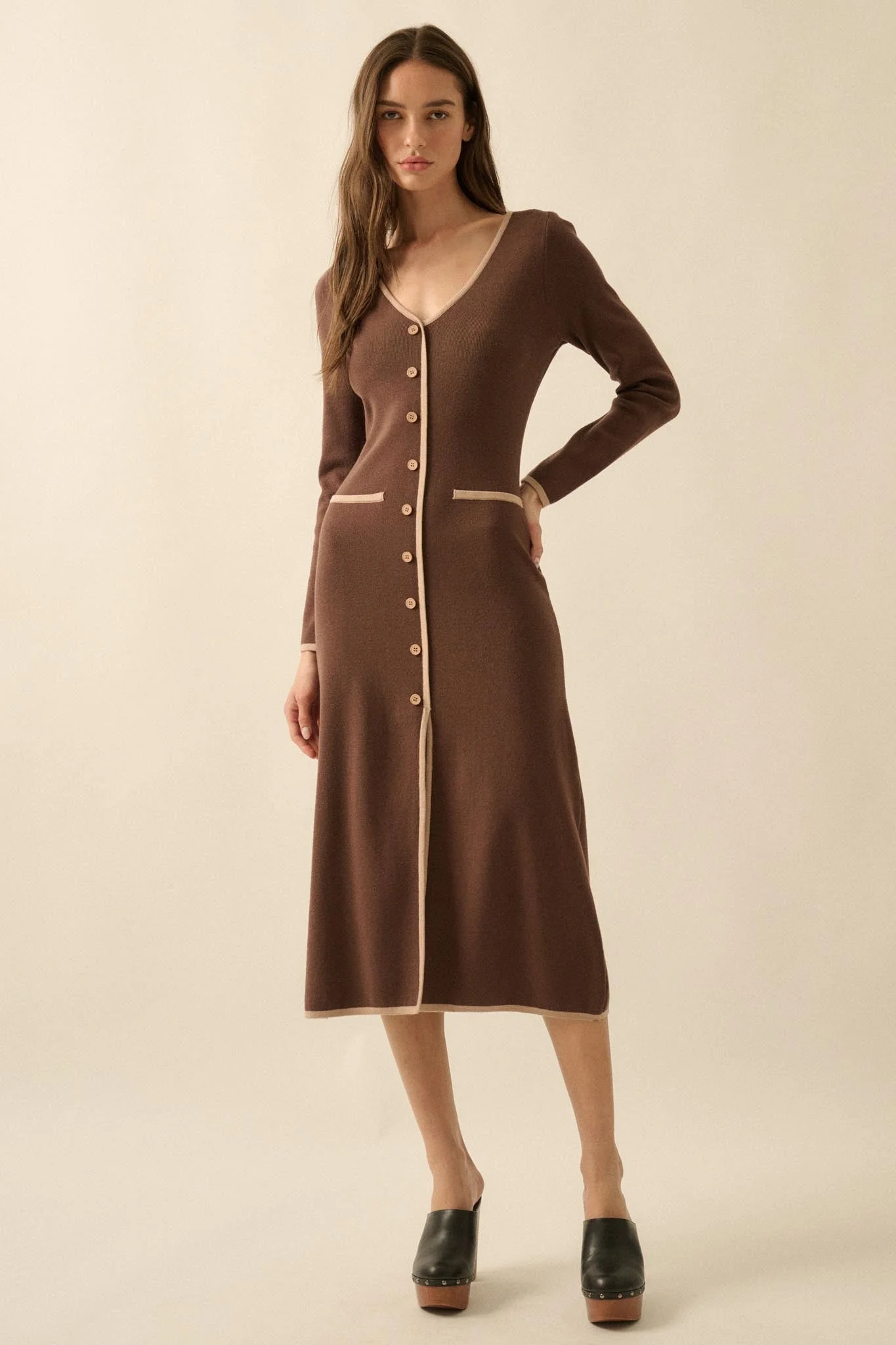 Uptown Girl Button-Detail Rib-Knit Midi Dress - Image 7