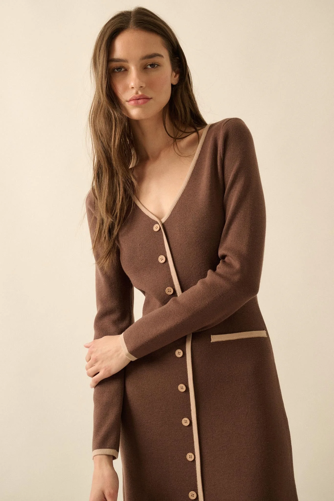 Uptown Girl Button-Detail Rib-Knit Midi Dress - Image 8