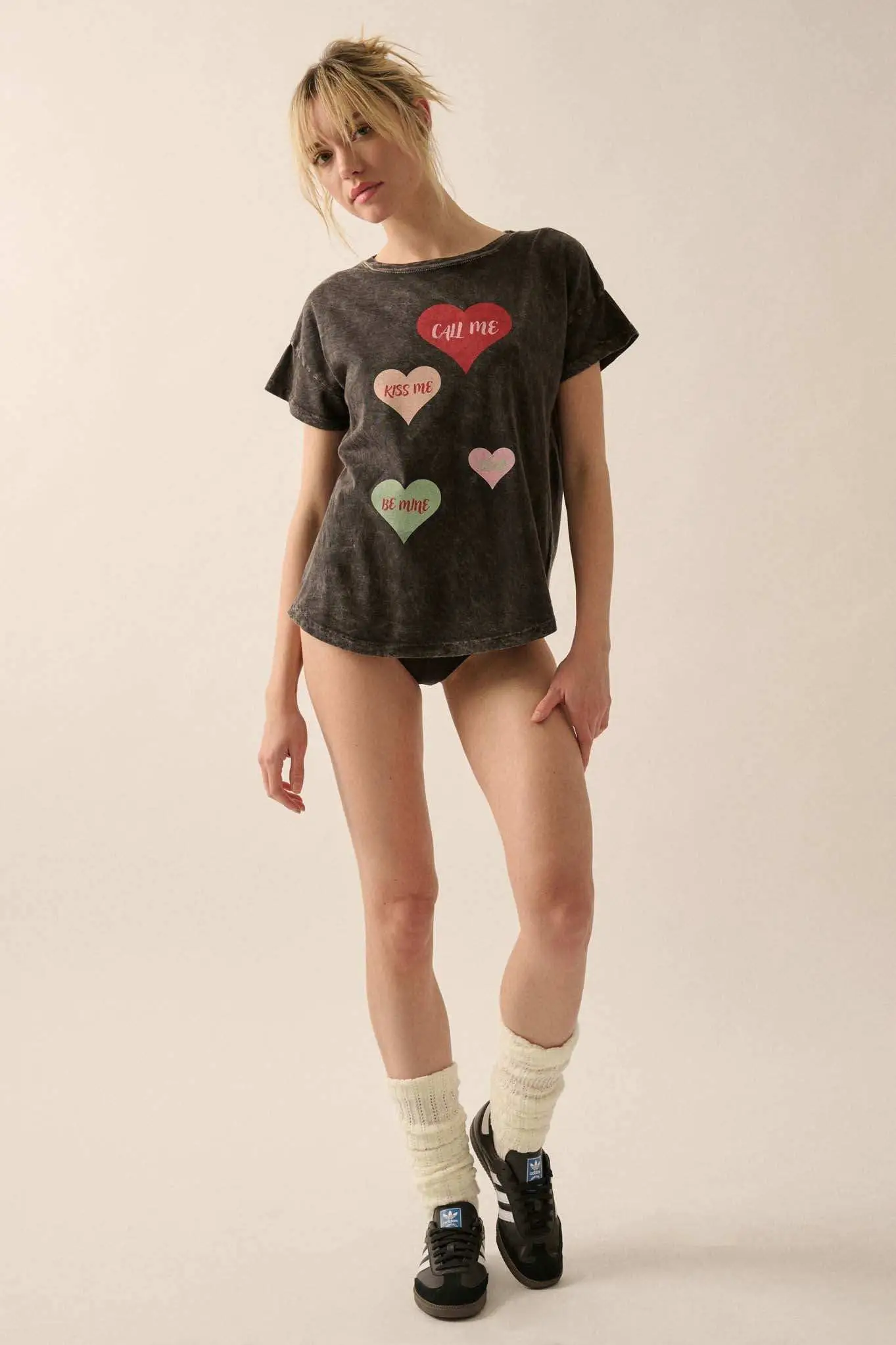 Valentine Hearts Vintage-Wash Graphic Tee - Image 3