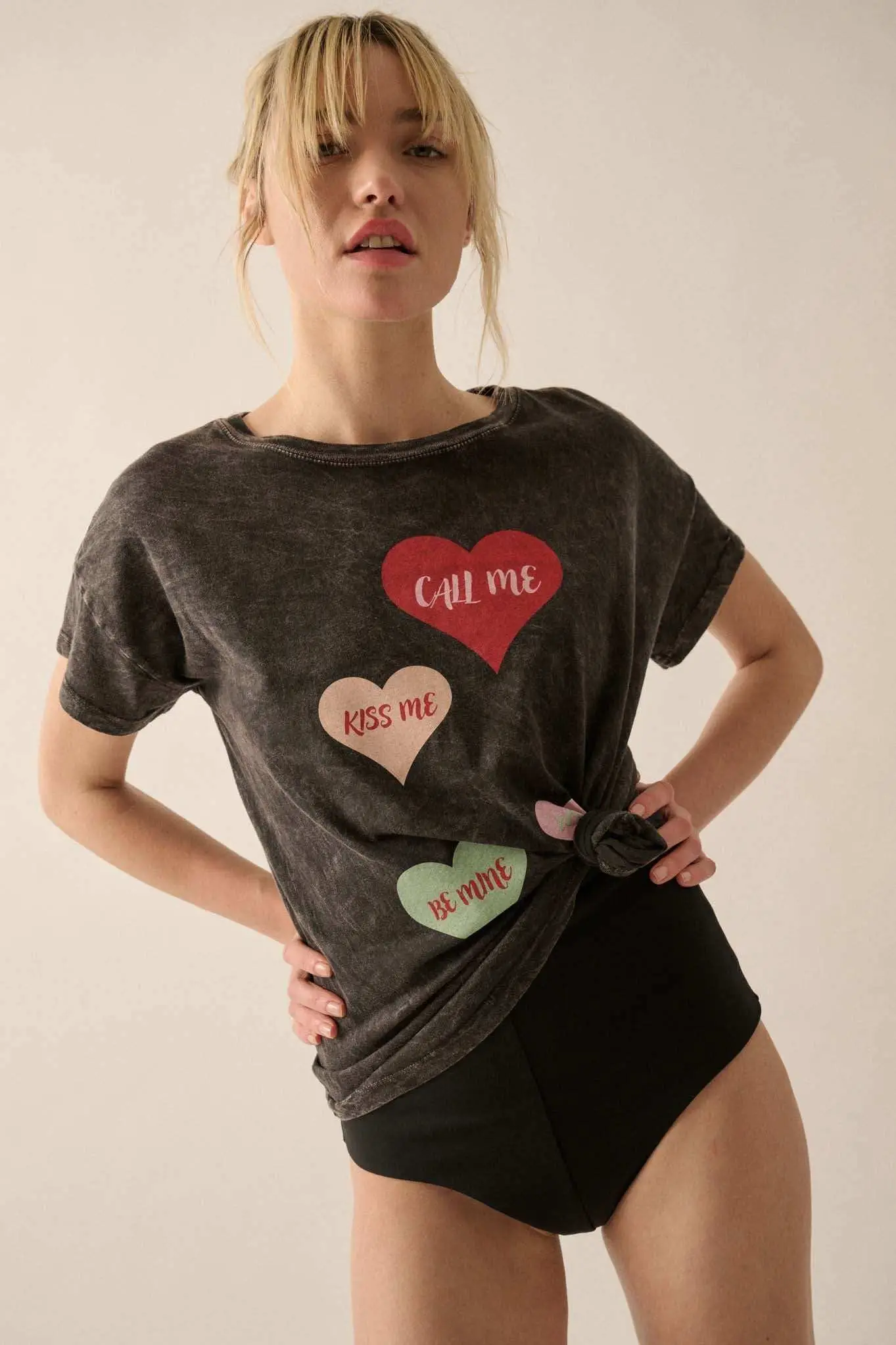 Valentine Hearts Vintage-Wash Graphic Tee - Image 4