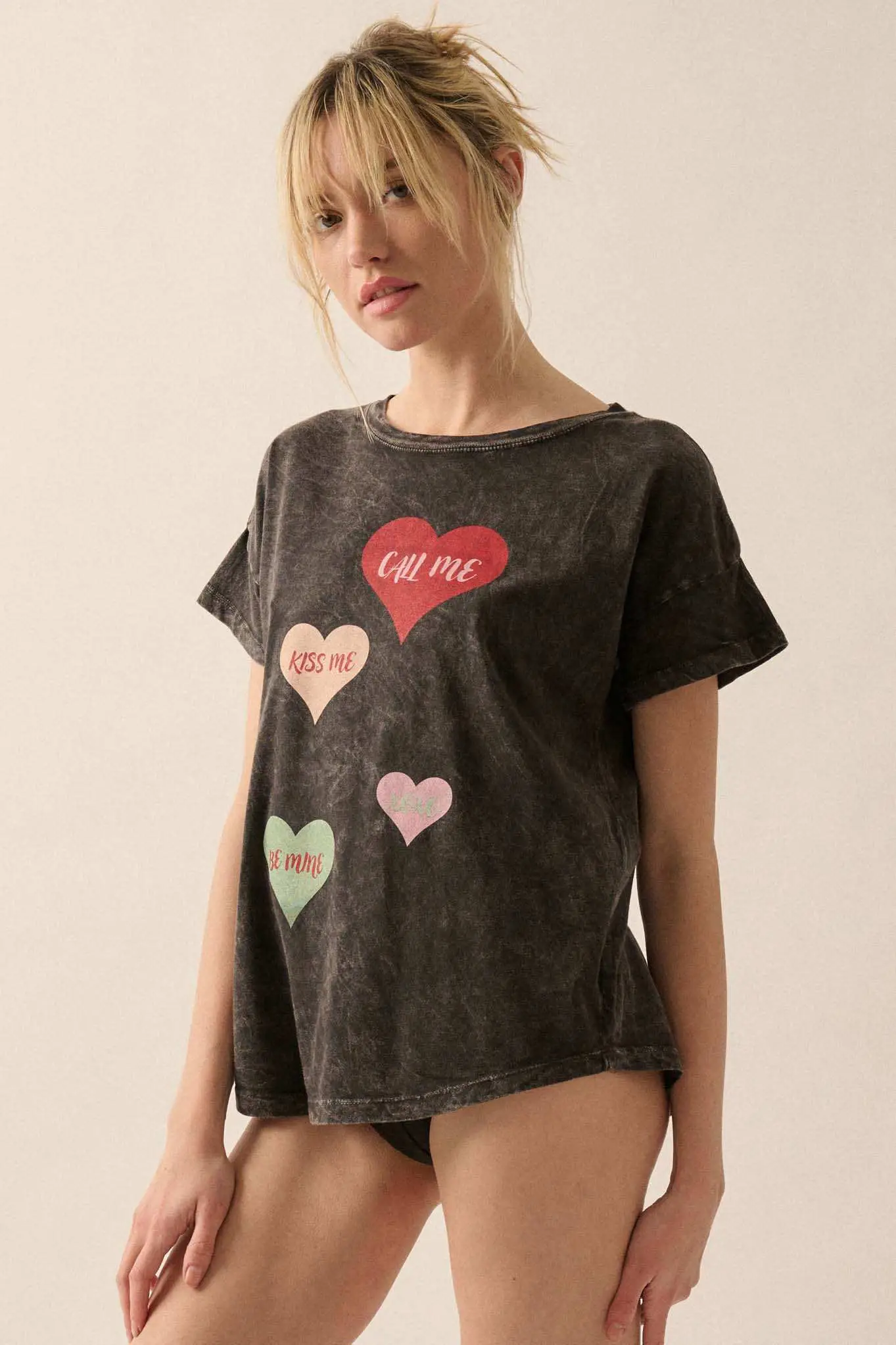 Valentine Hearts Vintage-Wash Graphic Tee - Image 5