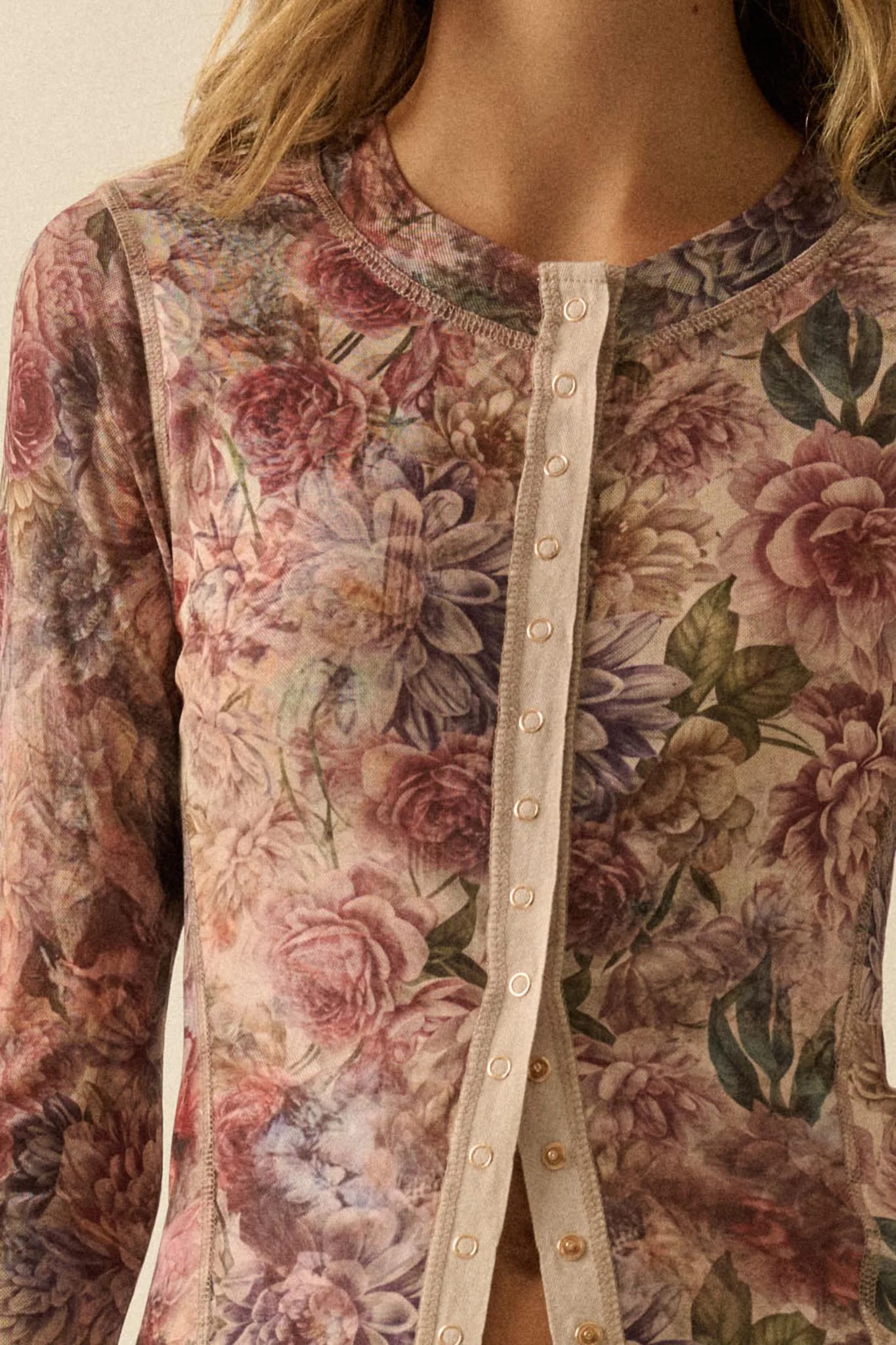 Valley Breeze Floral Mesh Snap-Front Top - Image 5
