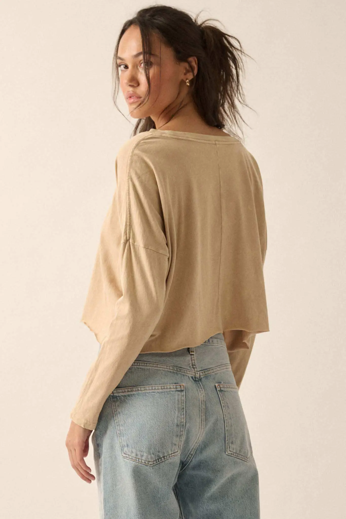 Vintage Angel Cropped Long-Sleeve Graphic Tee - Image 12