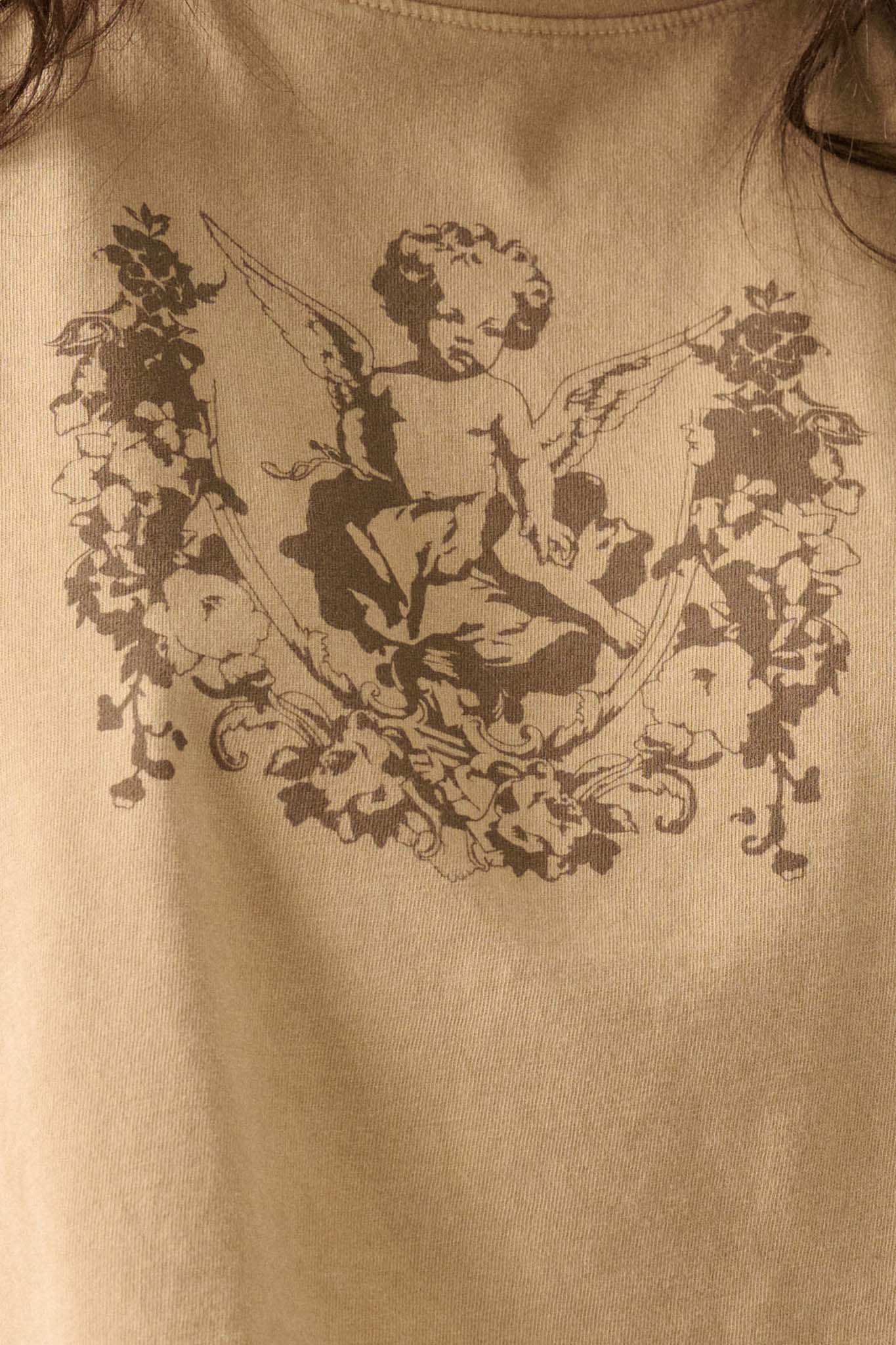 Vintage Angel Distressed Cropped Graphic Tee - Image 2