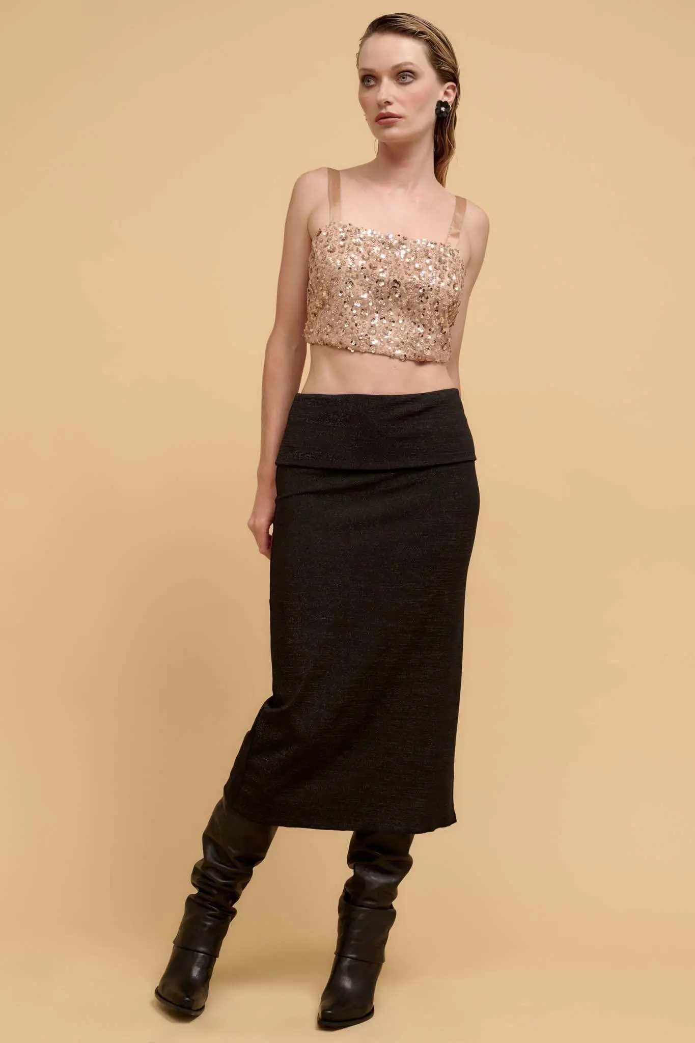 VIP List Beaded Sequin Cropped Cami Top - Image 9