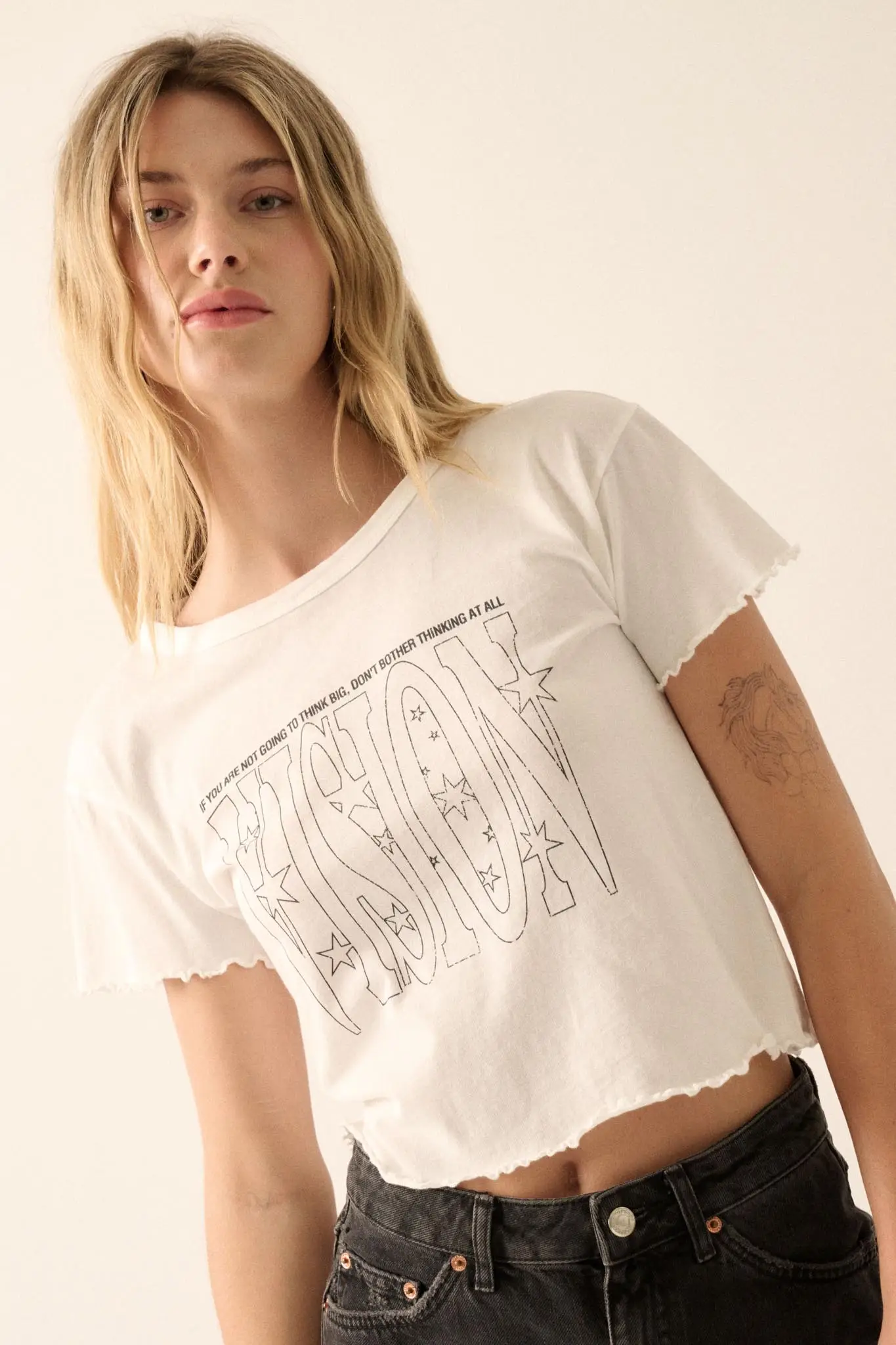Vision Cropped Lettuce-Edge Graphic Baby Tee - Image 4
