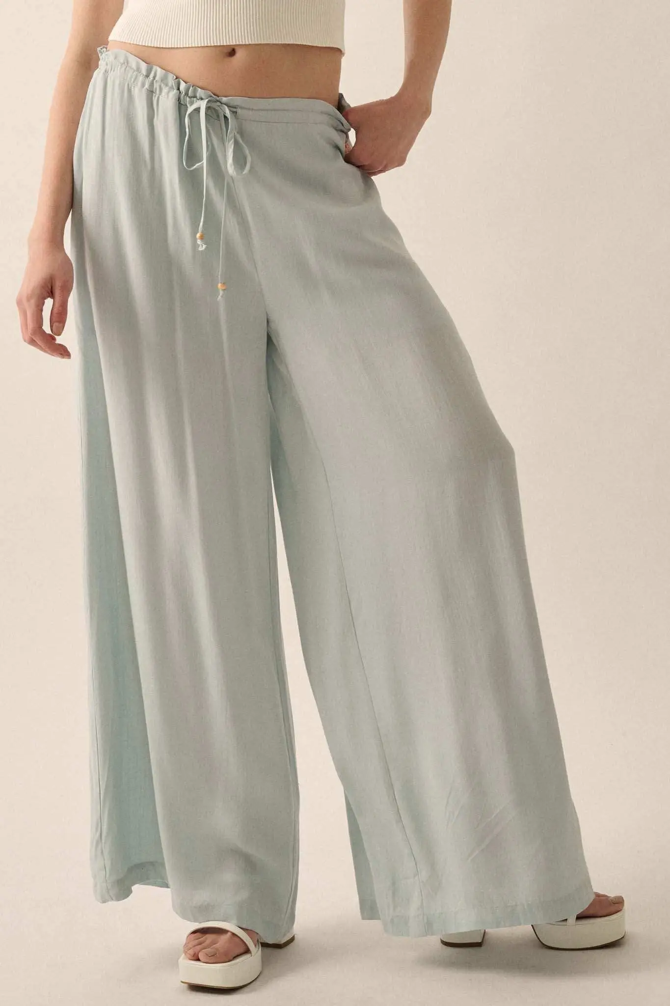 Walk on By Wide-Leg Drawstring Palazzo Pants - Image 2