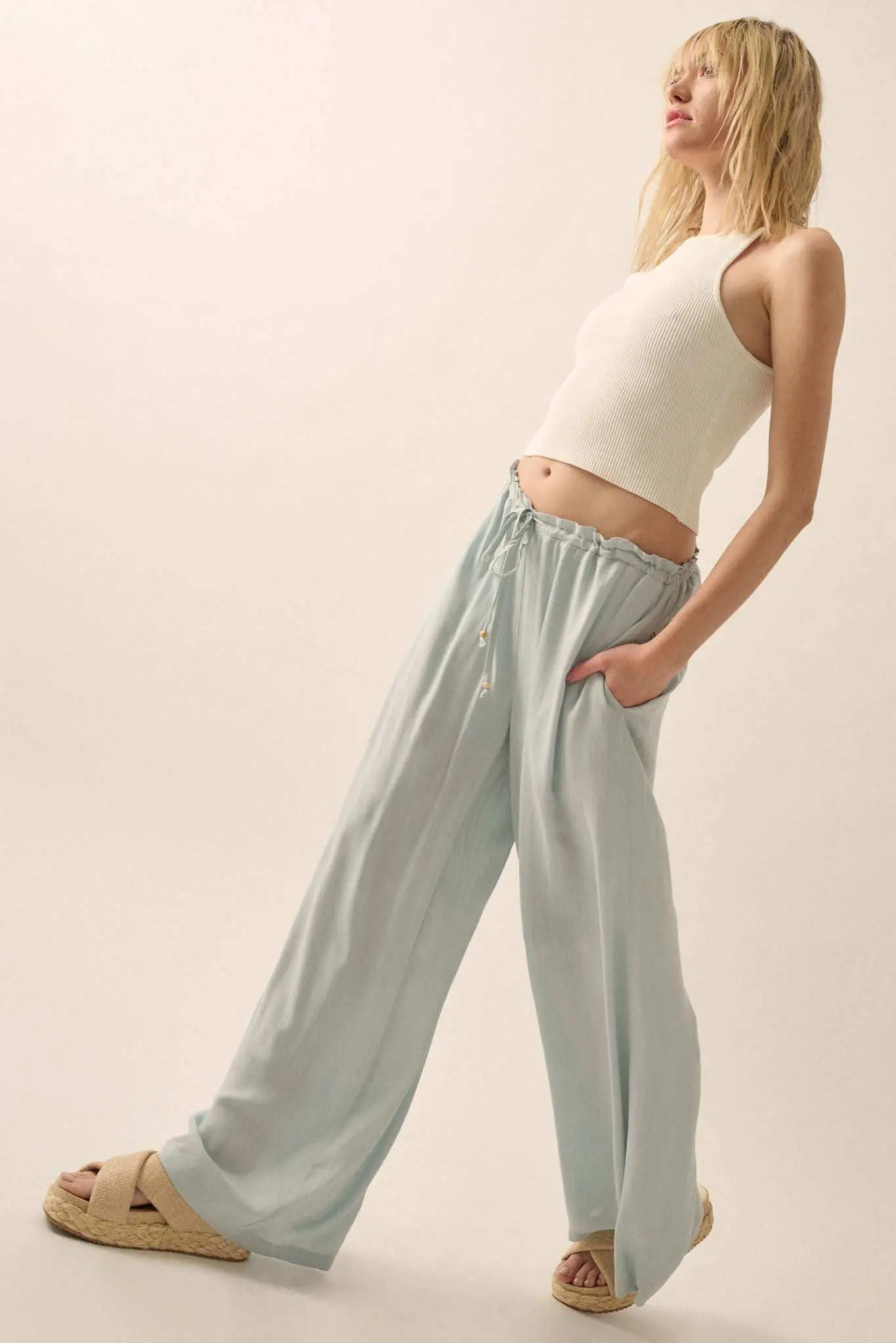 Walk on By Wide-Leg Drawstring Palazzo Pants - Image 5