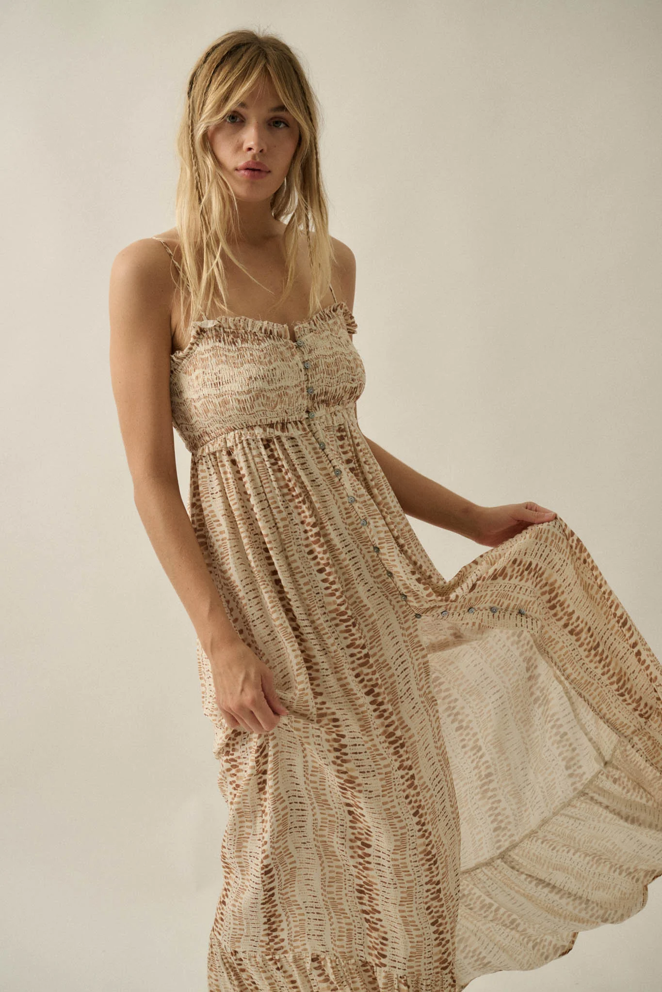 Wandering Soul Abstract-Print Button-Front Maxi Dress - Image 11