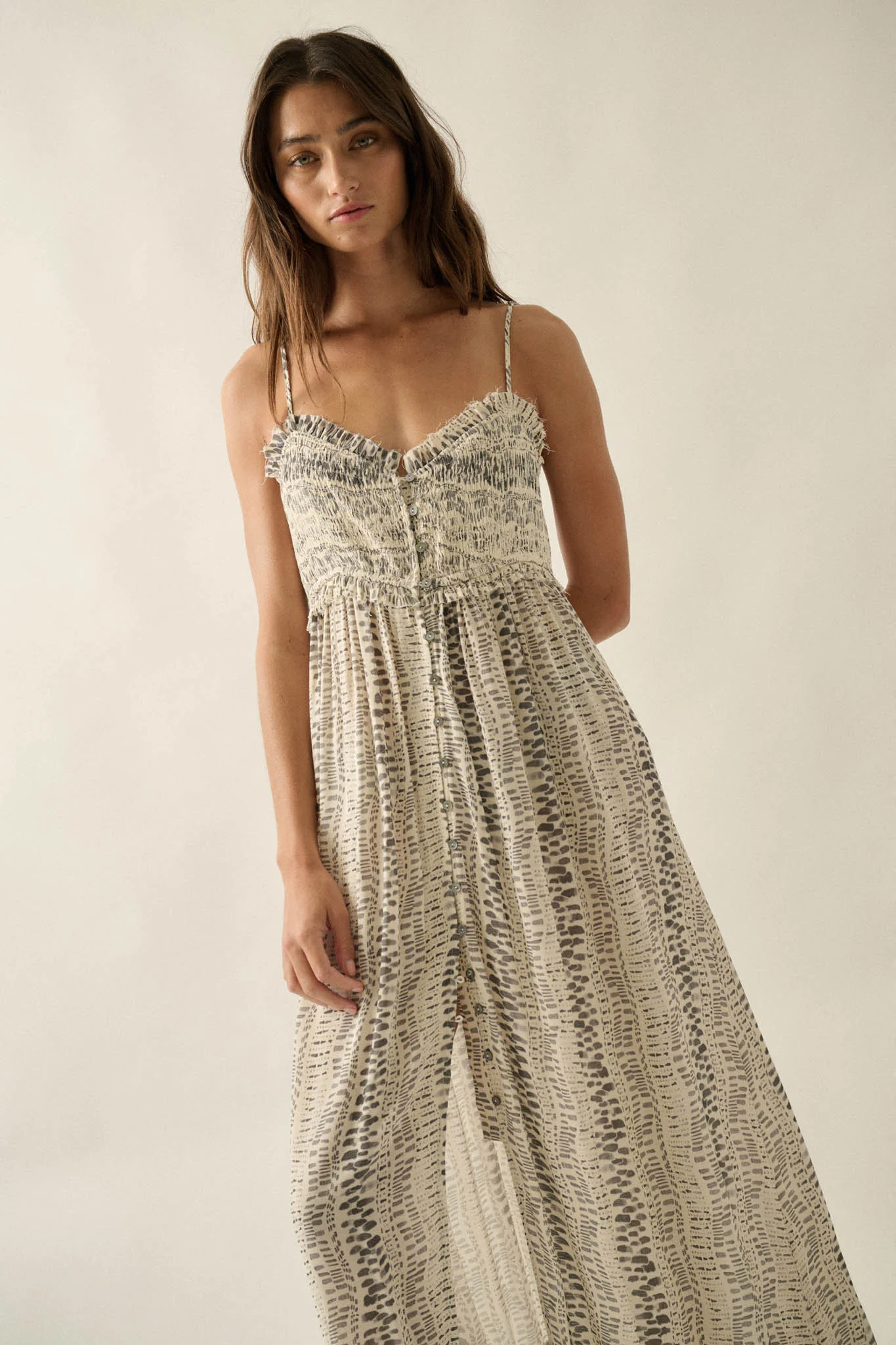 Wandering Soul Abstract-Print Button-Front Maxi Dress - Image 7