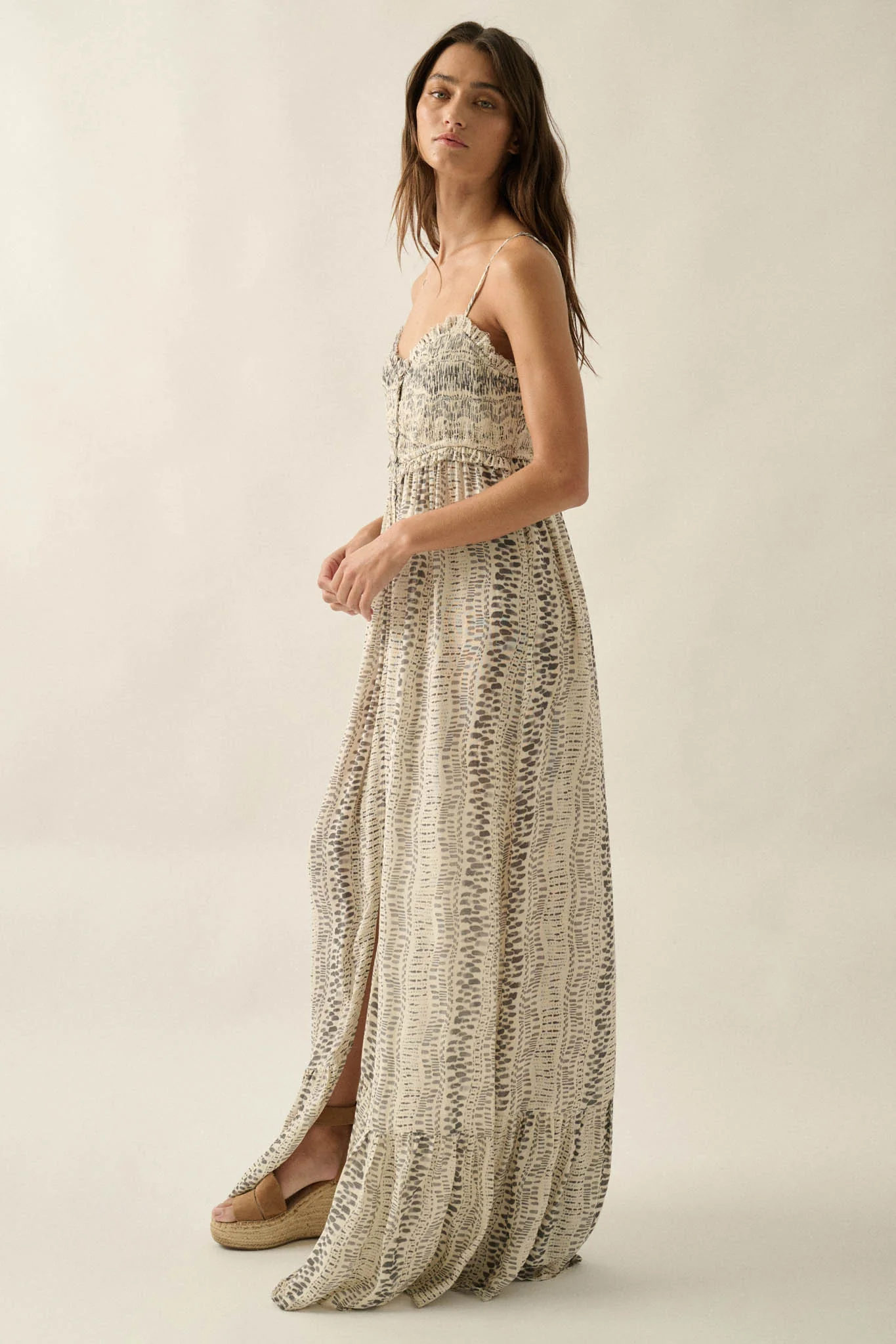 Wandering Soul Abstract-Print Button-Front Maxi Dress - Image 8