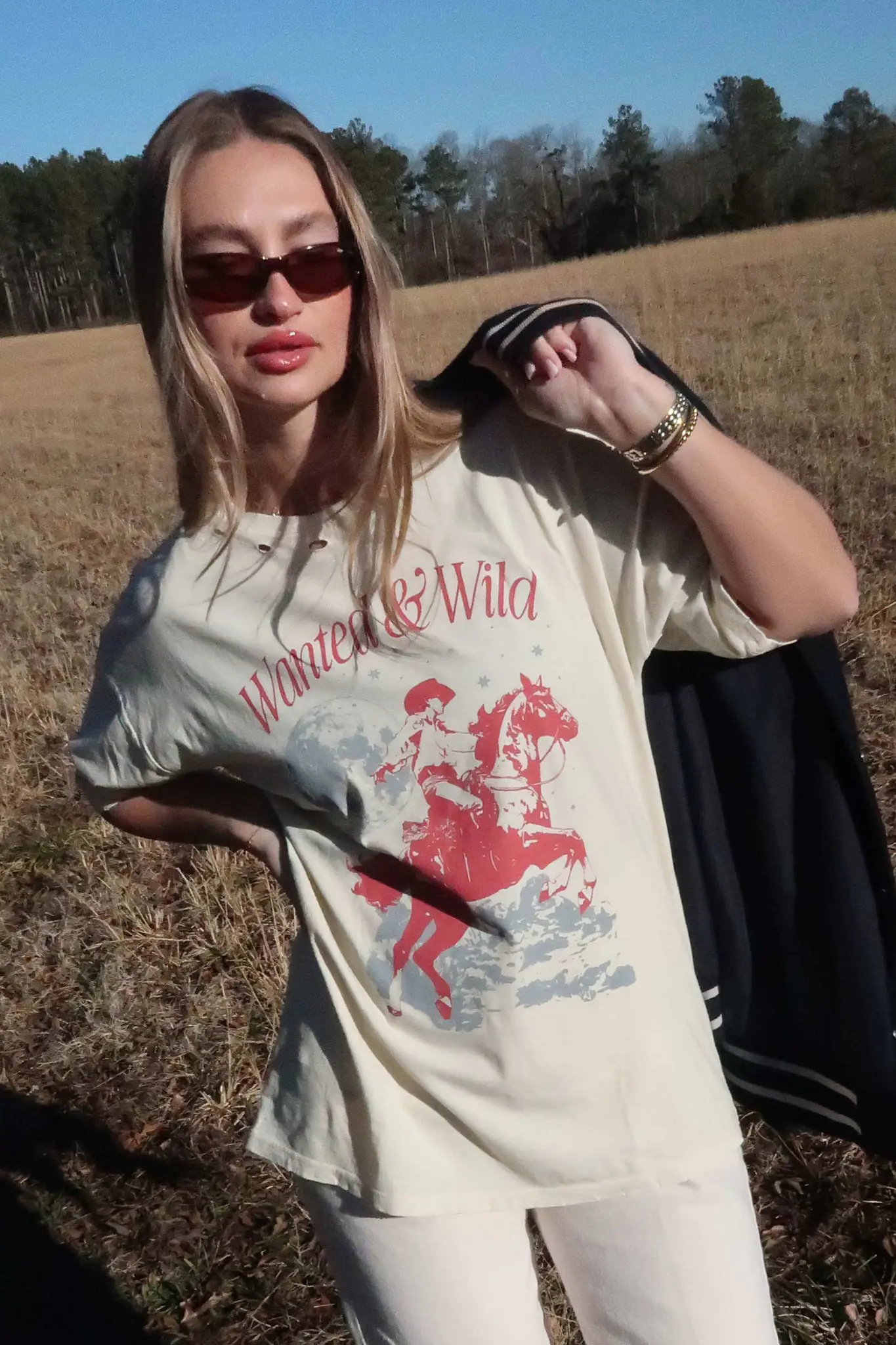 Wanted and Wild Distressed Graphic Tee - Image 4
