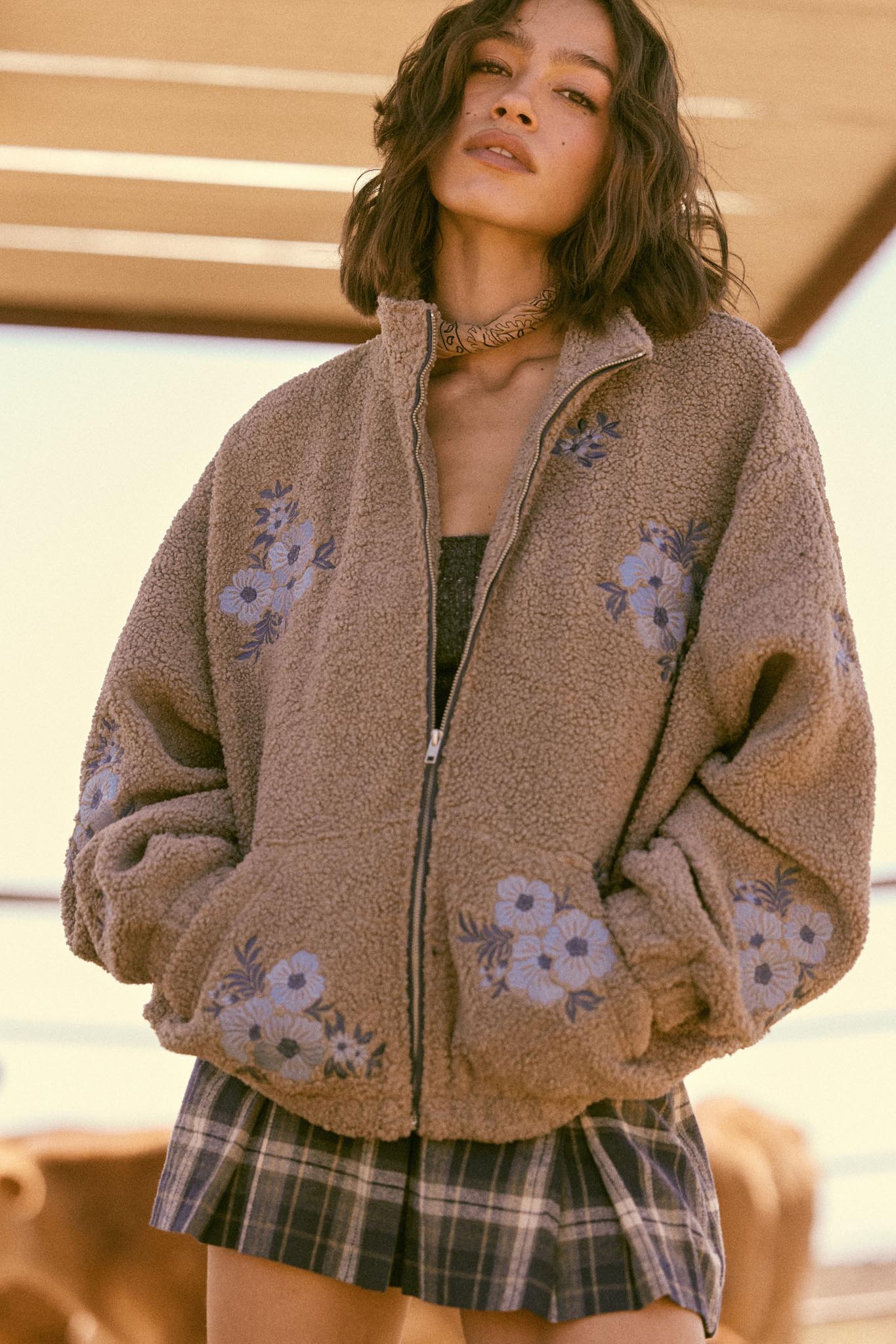 Warm Blossoms Floral-Embroidered Fleece Jacket - Image 3