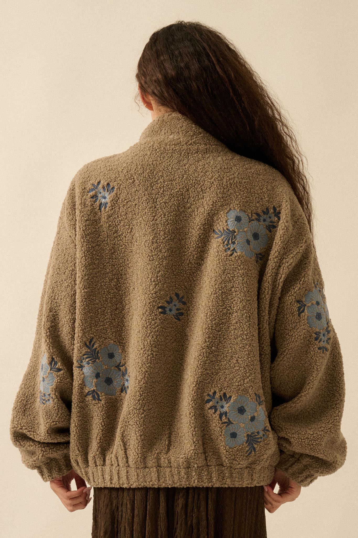 Warm Blossoms Floral-Embroidered Fleece Jacket - Image 9