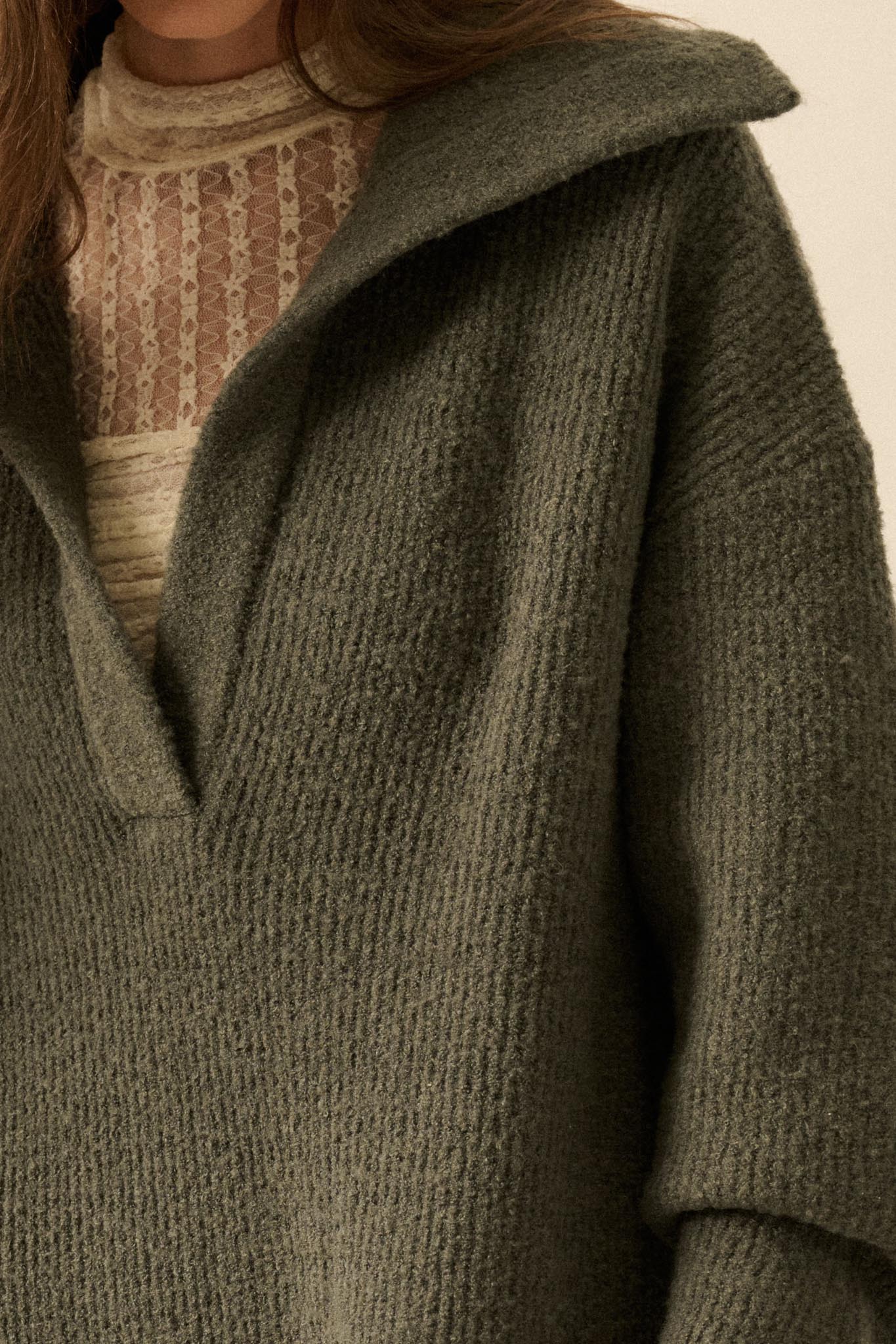 Warm Welcome Collared Split-Neck Mini Sweater Dress - Image 20