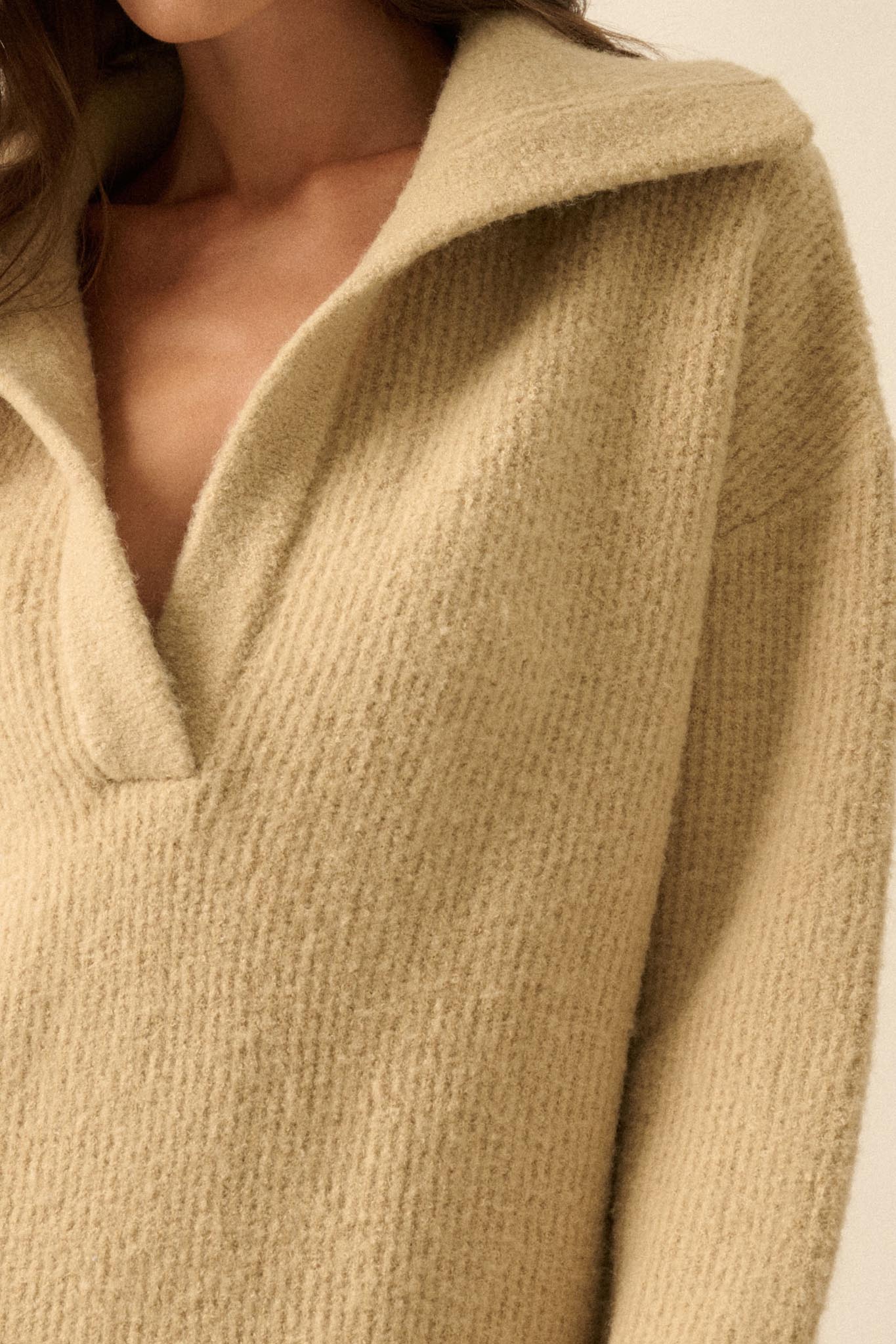 Warm Welcome Collared Split-Neck Mini Sweater Dress - Image 5