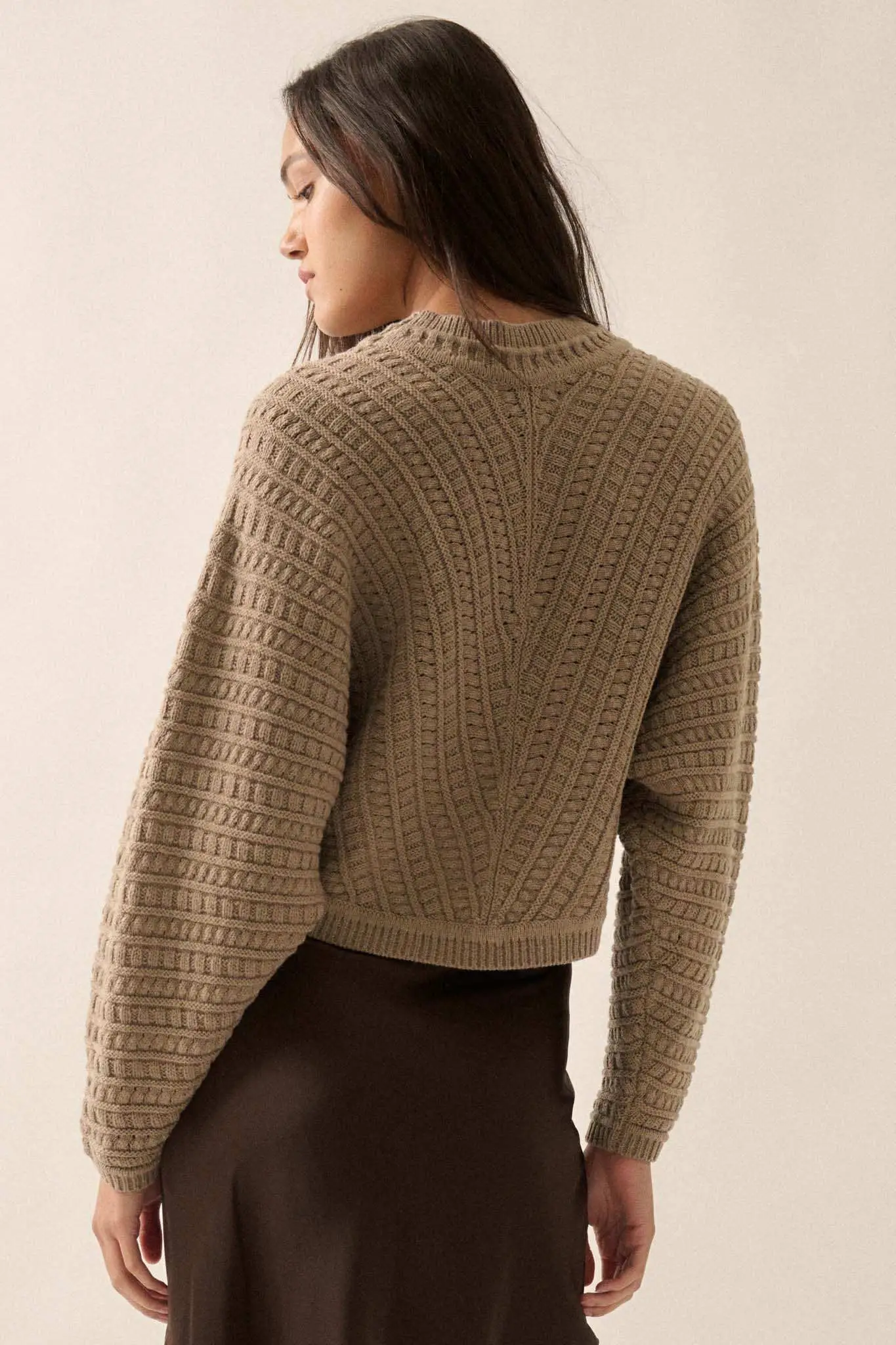 Warm Wishes Pointelle Cable Knit Dolman Sweater - Image 12