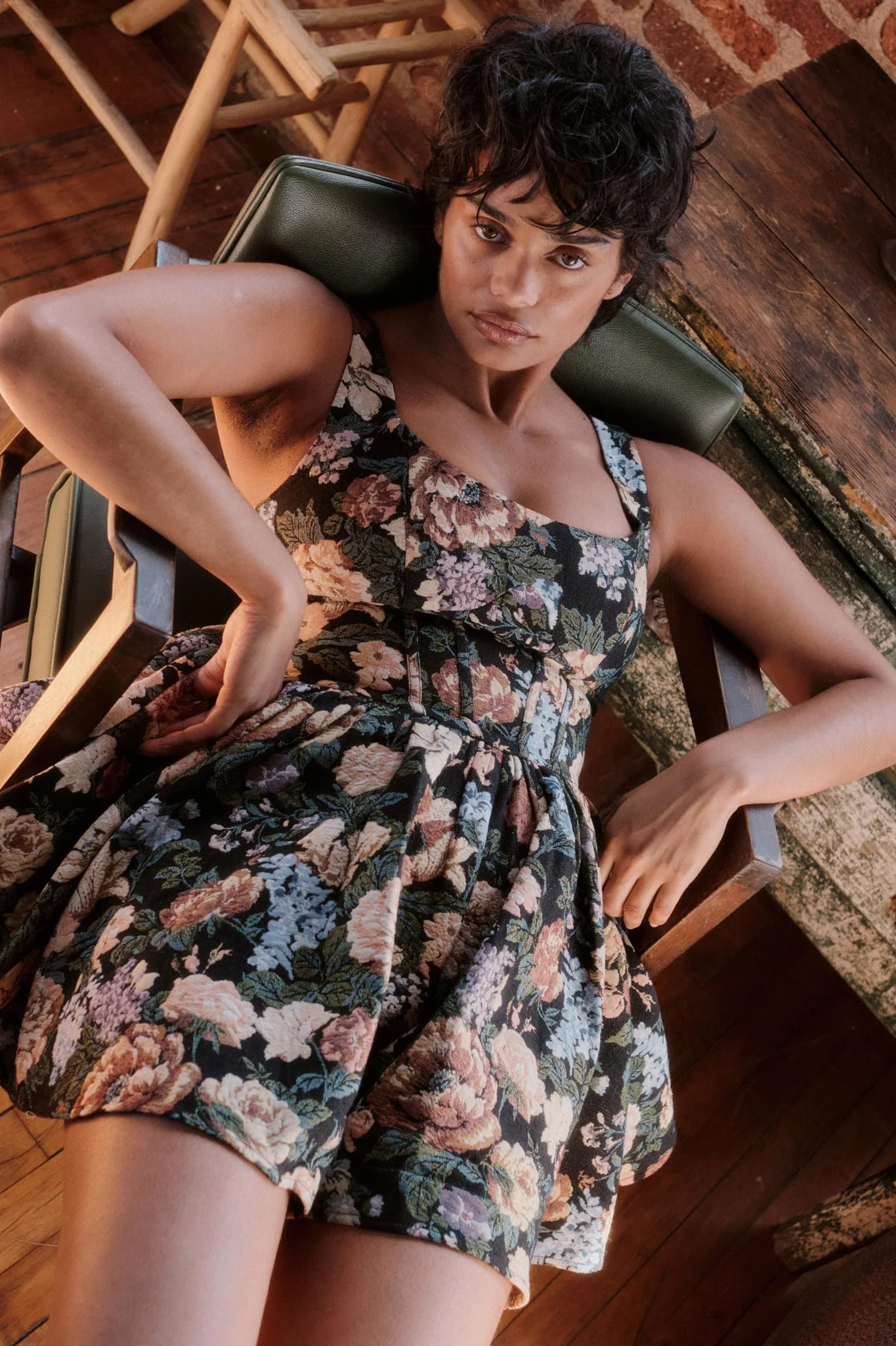 Weaving Blooms Floral Tapestry Corset Romper Dress - Image 2