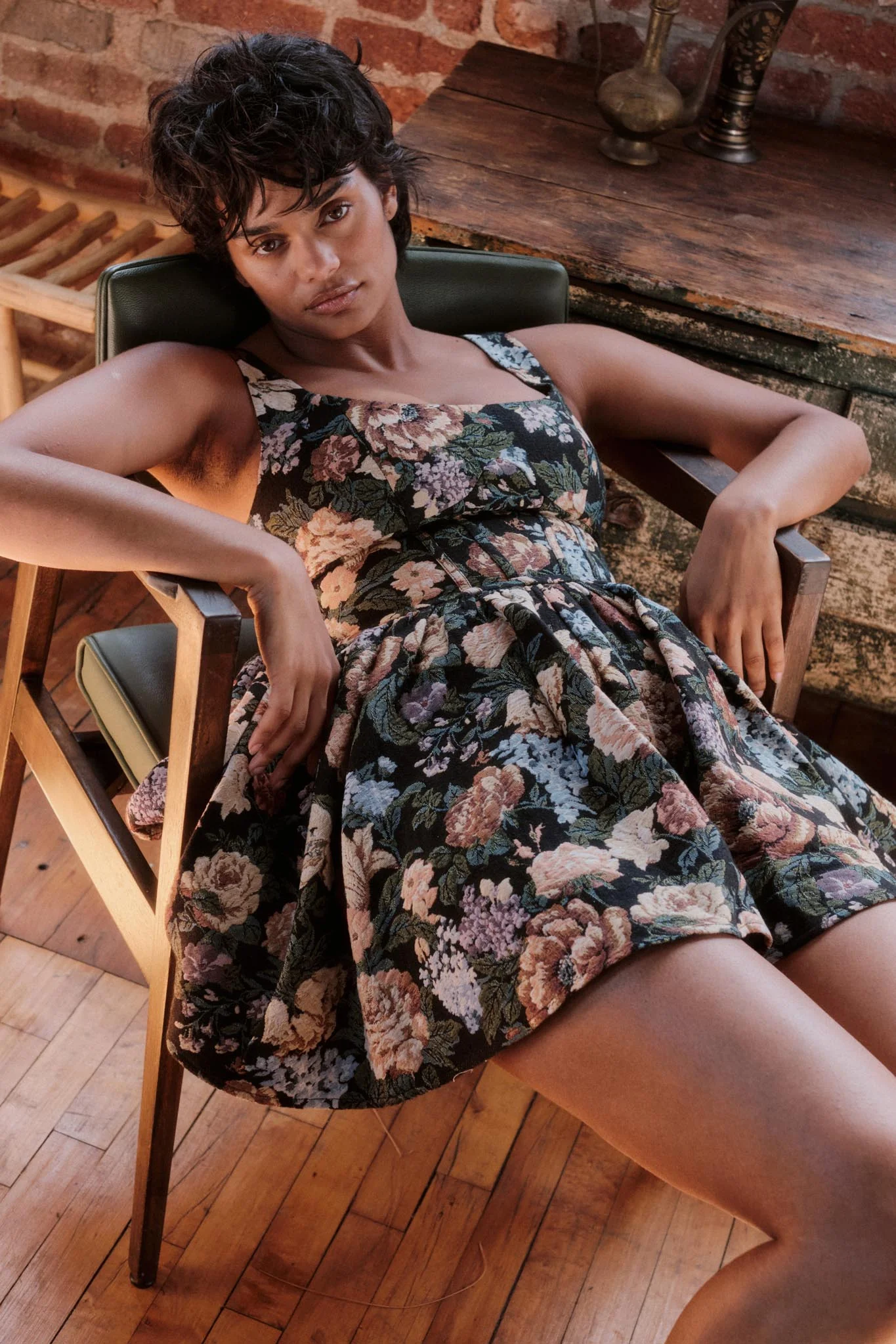 Weaving Blooms Floral Tapestry Corset Romper Dress - Image 3
