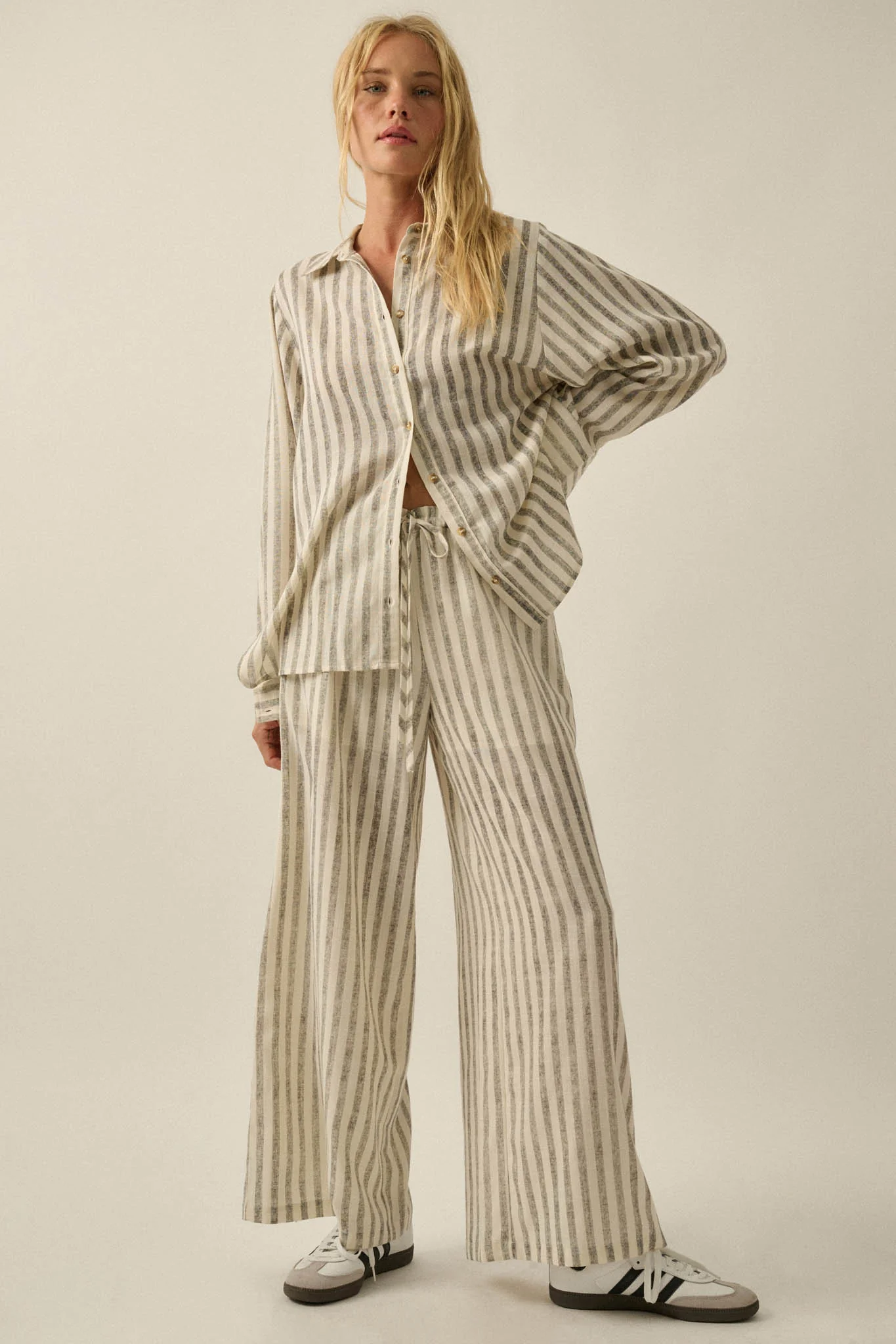 Weekend Mood Striped Wide-Leg Drawstring Pants - Image 10