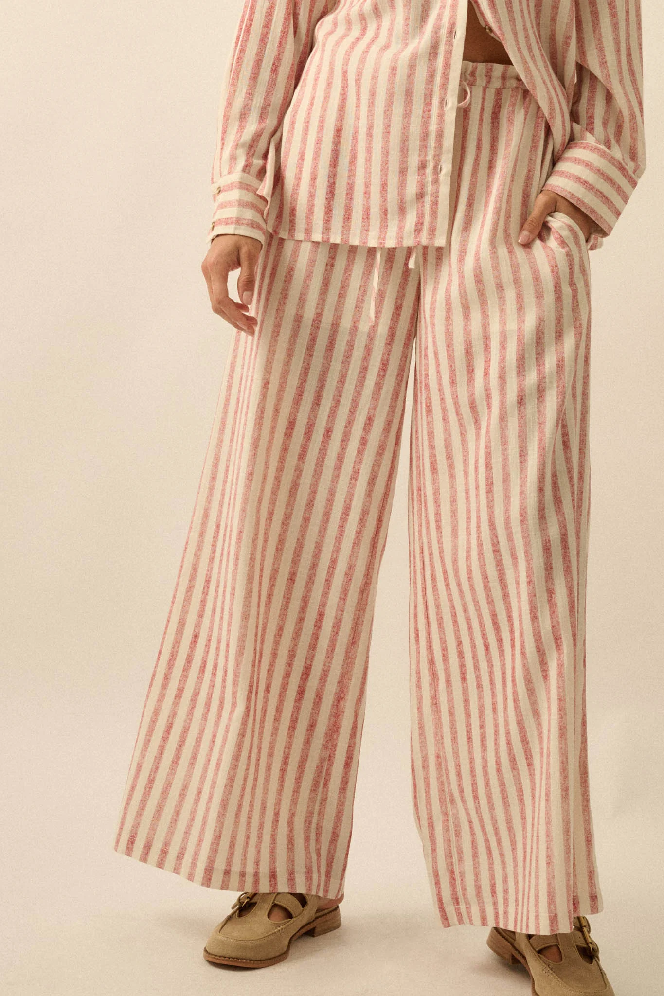 Weekend Mood Striped Wide-Leg Drawstring Pants - Image 2