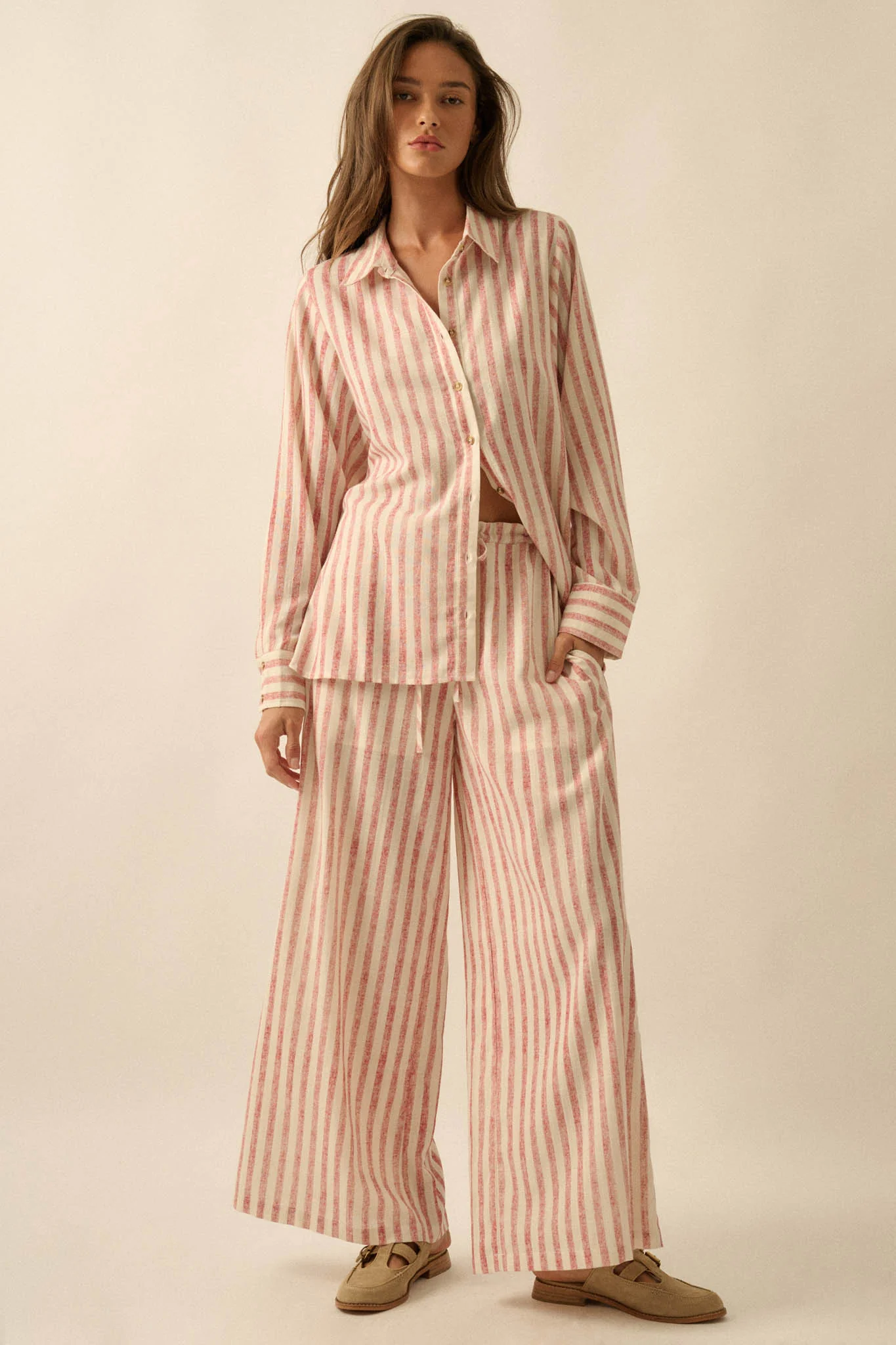 Weekend Mood Striped Wide-Leg Drawstring Pants - Image 4