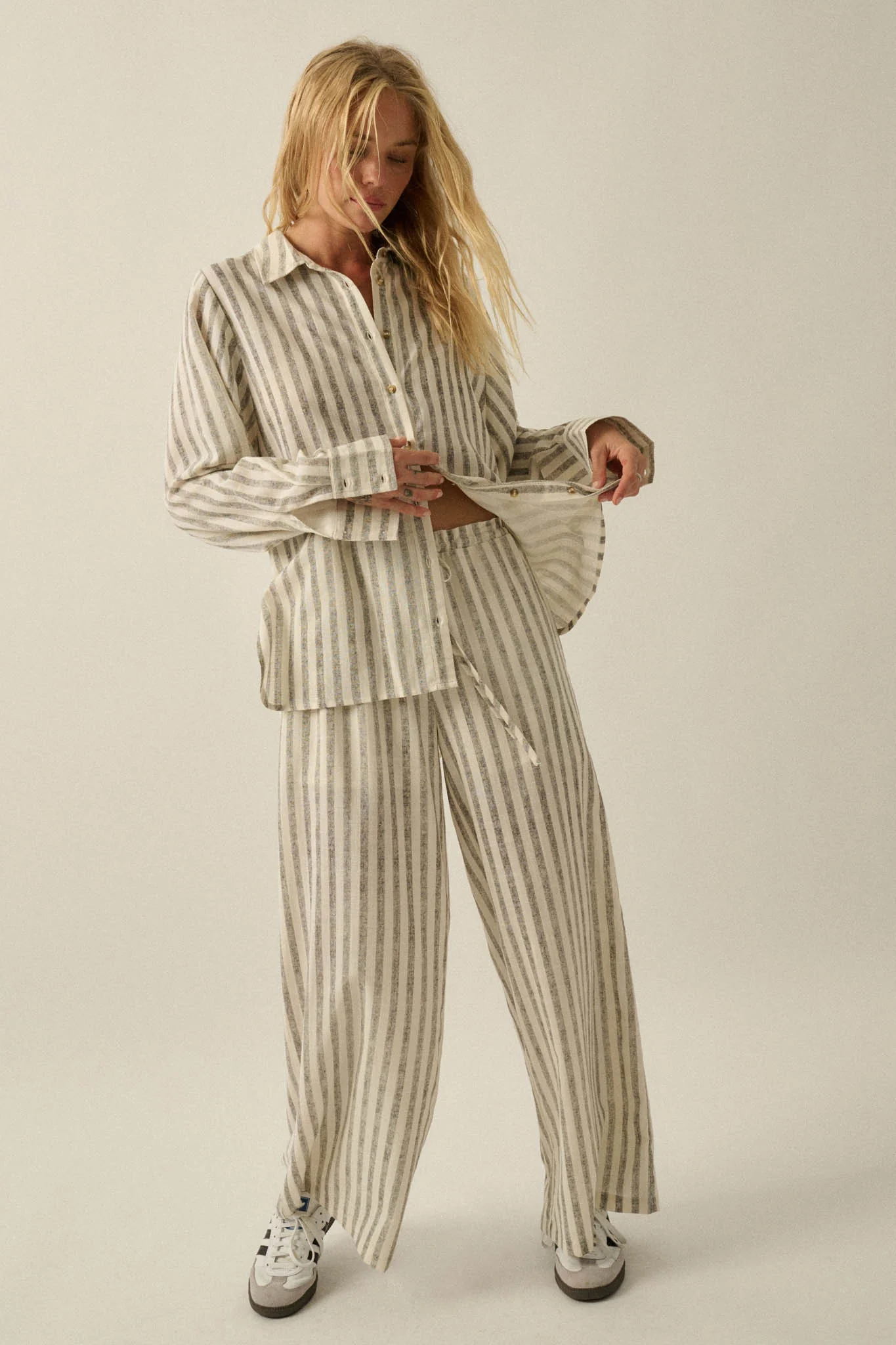 Weekend Mood Striped Wide-Leg Drawstring Pants - Image 7