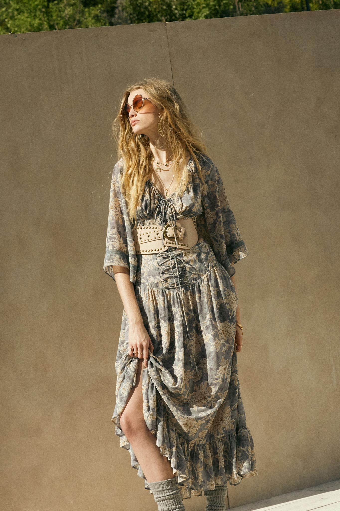 Well Beloved Floral Chiffon Drop-Waist Maxi Skirt - Image 3