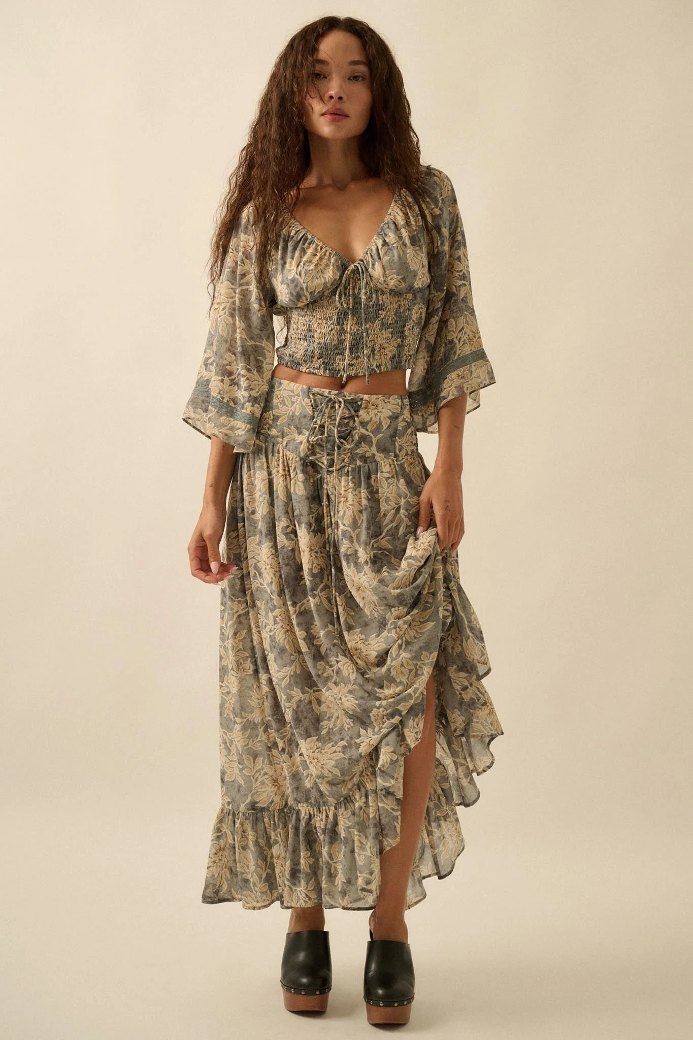 Well Beloved Floral Chiffon Drop-Waist Maxi Skirt - Image 7
