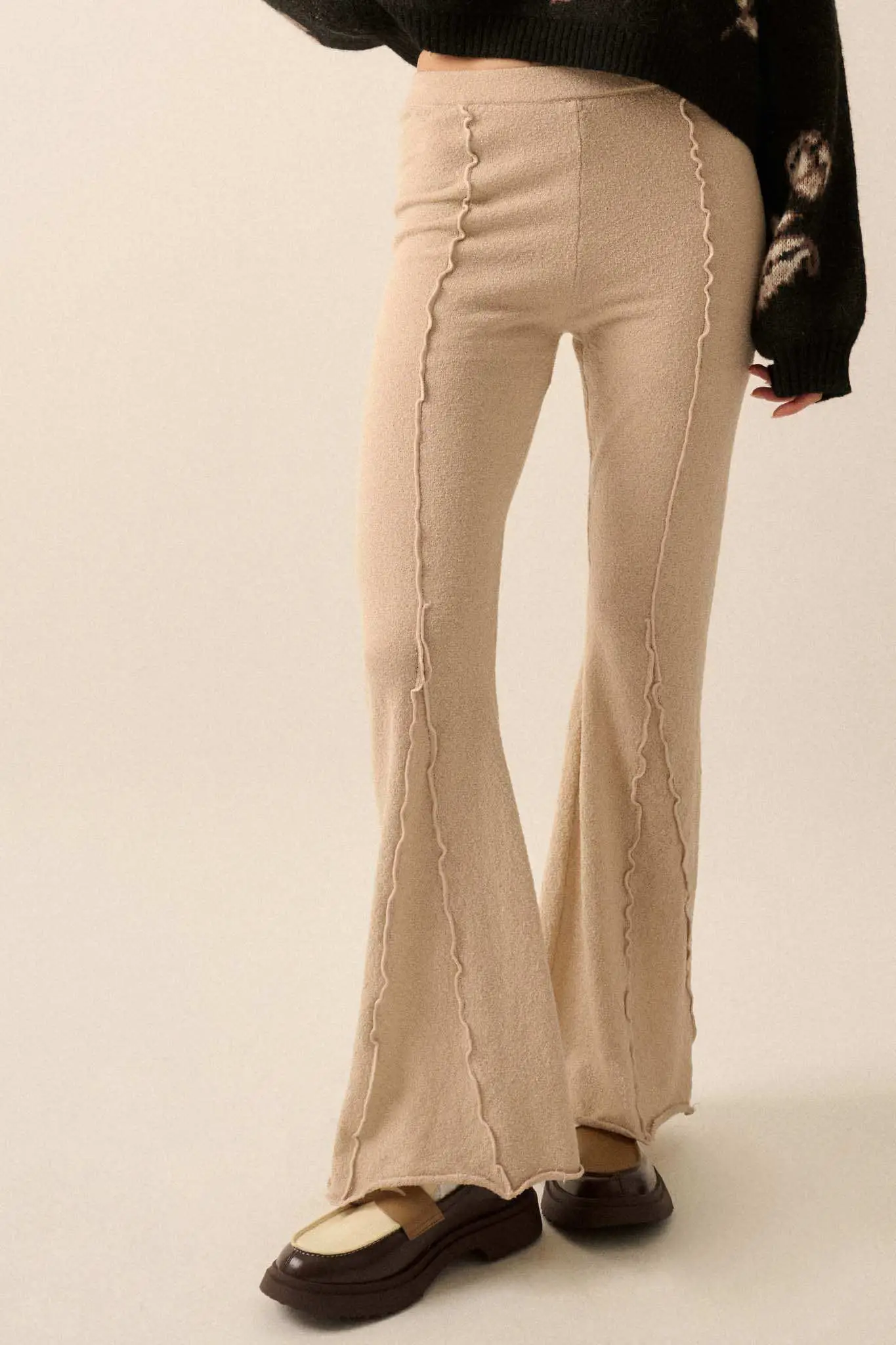 Well Grounded Textured Exposed-Seam Flare Pants - Image 4
