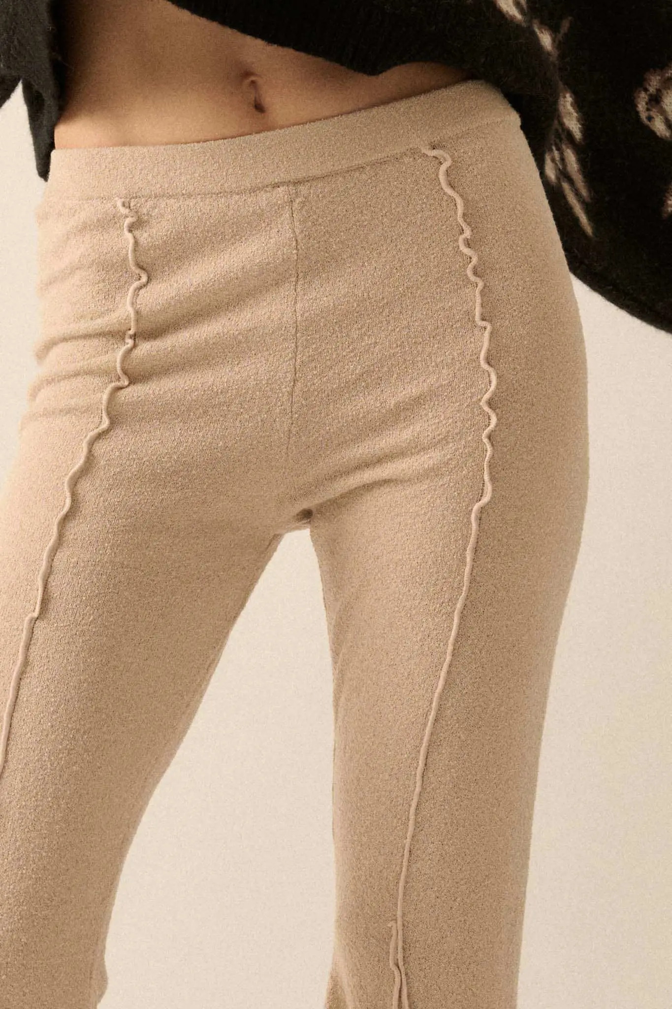 Well Grounded Textured Exposed-Seam Flare Pants - Image 5