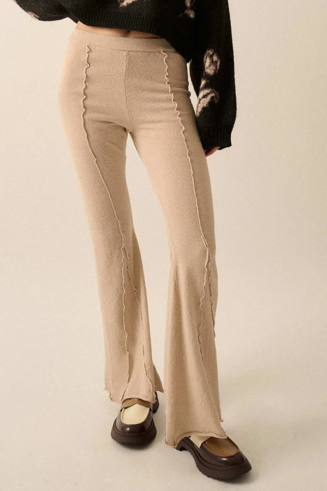 Well Grounded Textured Exposed-Seam Flare Pants - Image 7
