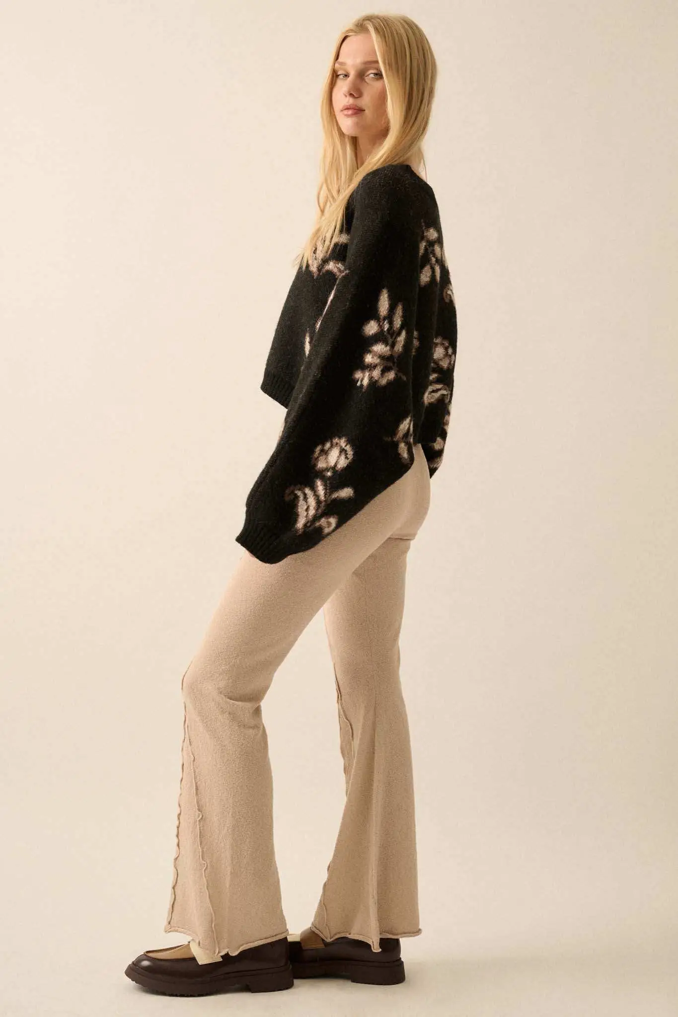 Well Grounded Textured Exposed-Seam Flare Pants - Image 8
