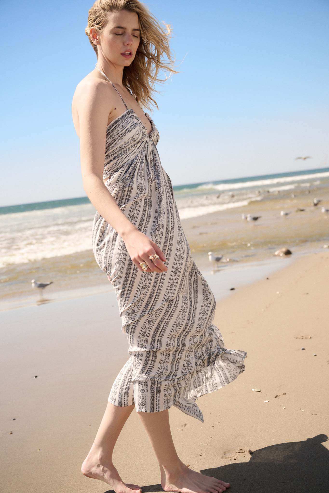 Well Traveled Geo-Print Striped Halter Maxi Dress - Image 3