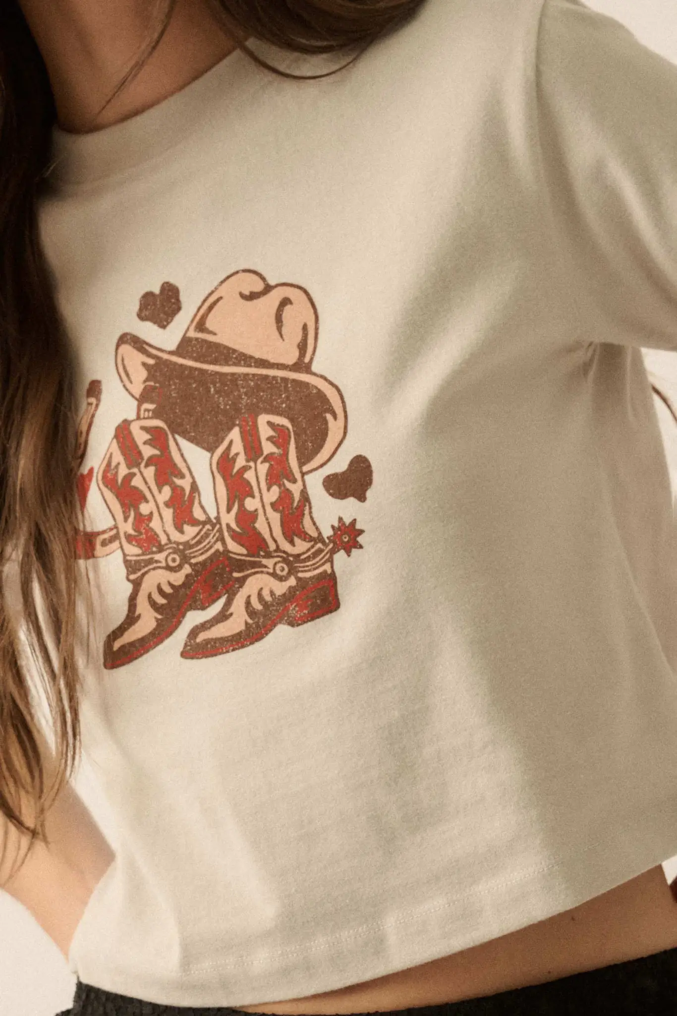 Western Hearts Cropped Graphic Baby Tee - Image 4