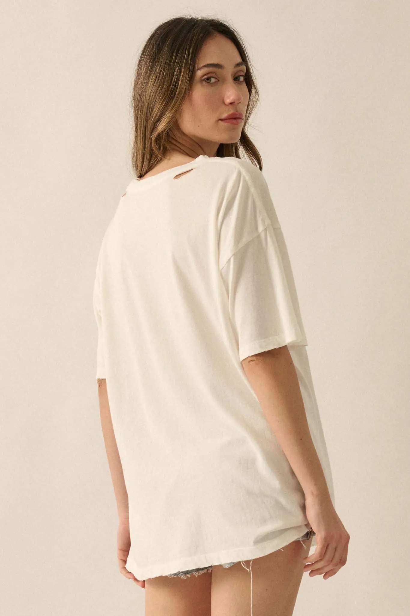When Doves Fly Distressed Oversize Graphic Tee - Image 6