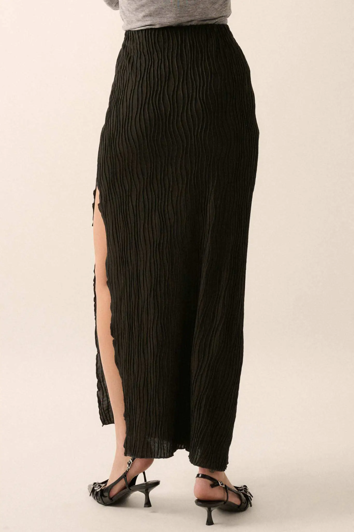 Wherever You Flow Wavy Ribbed-Knit Maxi Skirt - Image 12