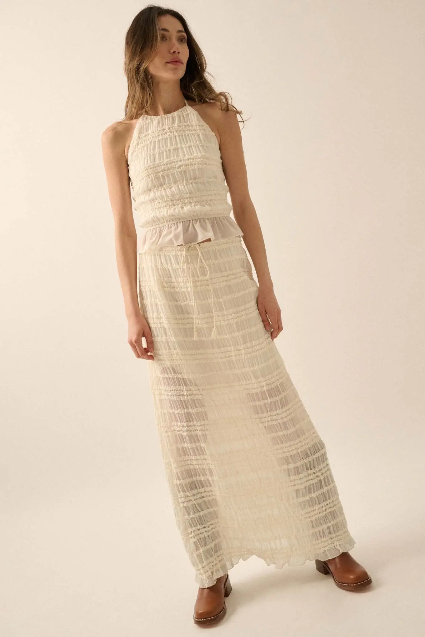 Whisper My Name Ruffled Chiffon Maxi Skirt - Image 7