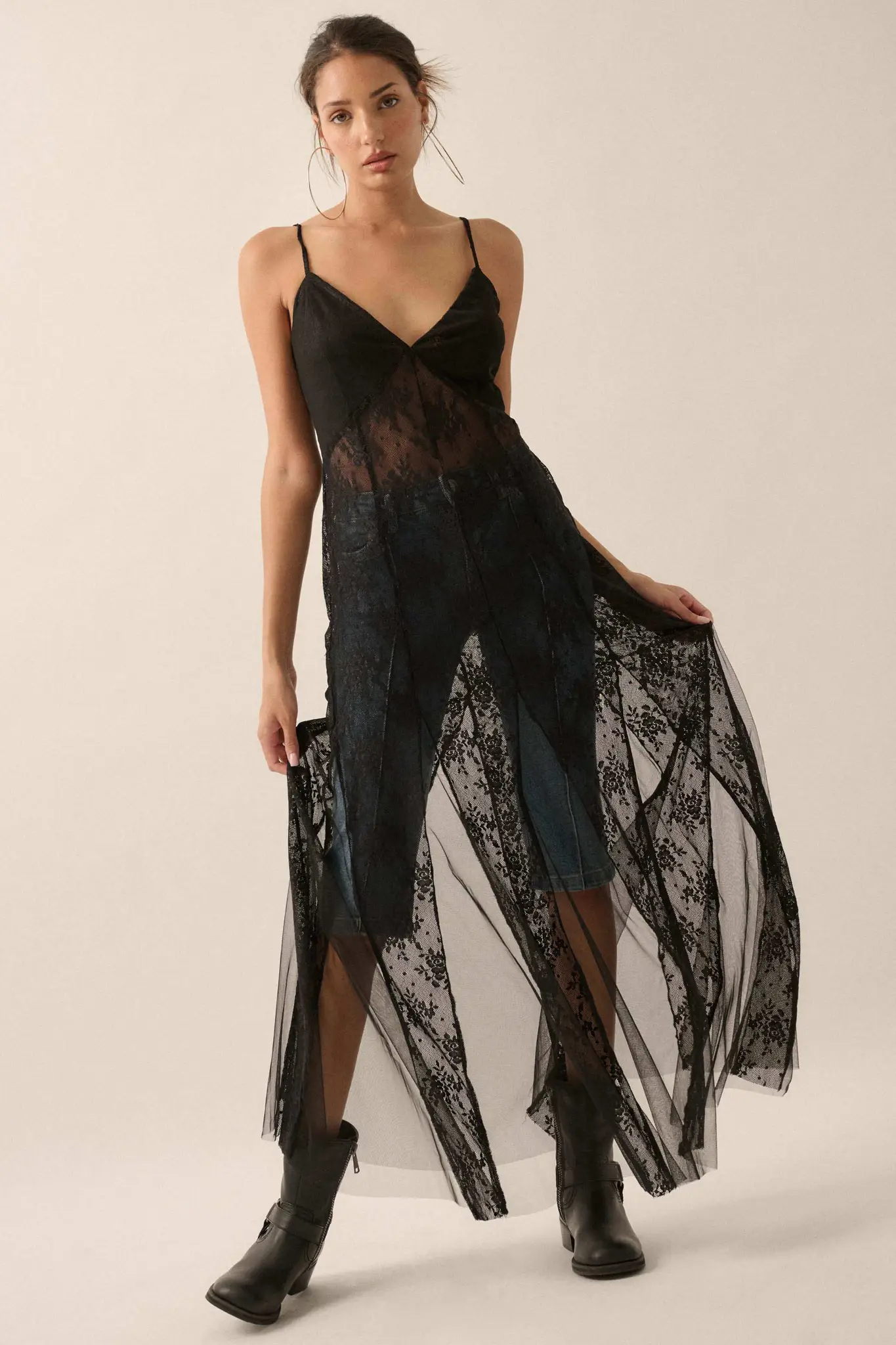Whisper to Me Sheer Floral Lace Pleated Maxi Dress - Image 10